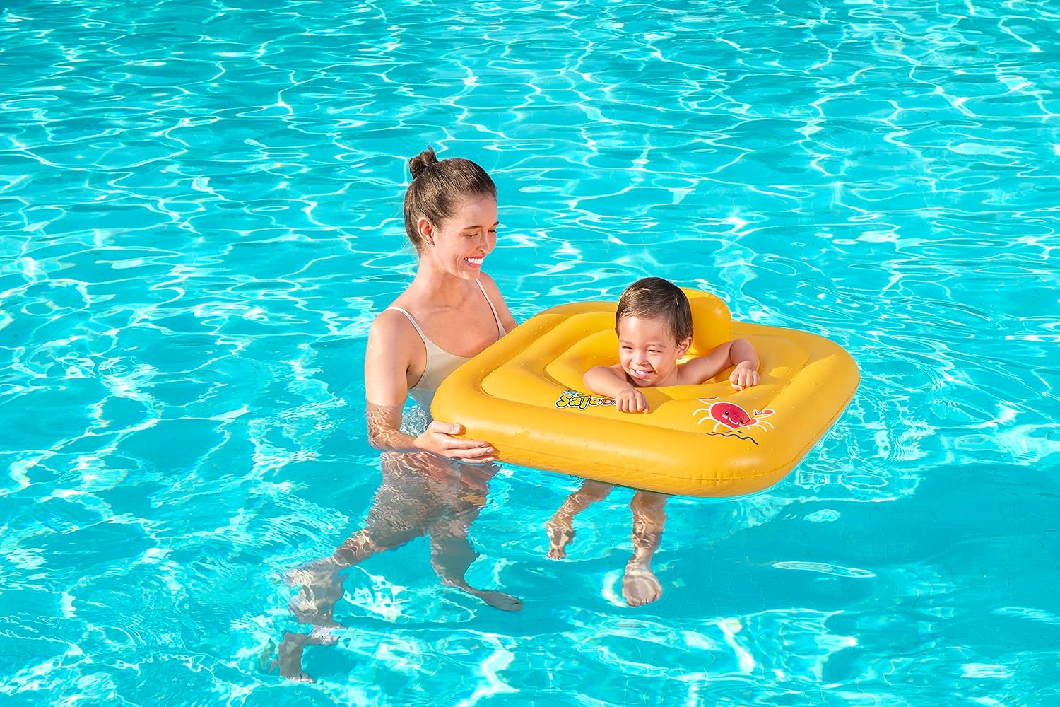 Bestway Swimming Float Inflatable for Toddlers | Square 3-Ring Inflatable Baby B 9