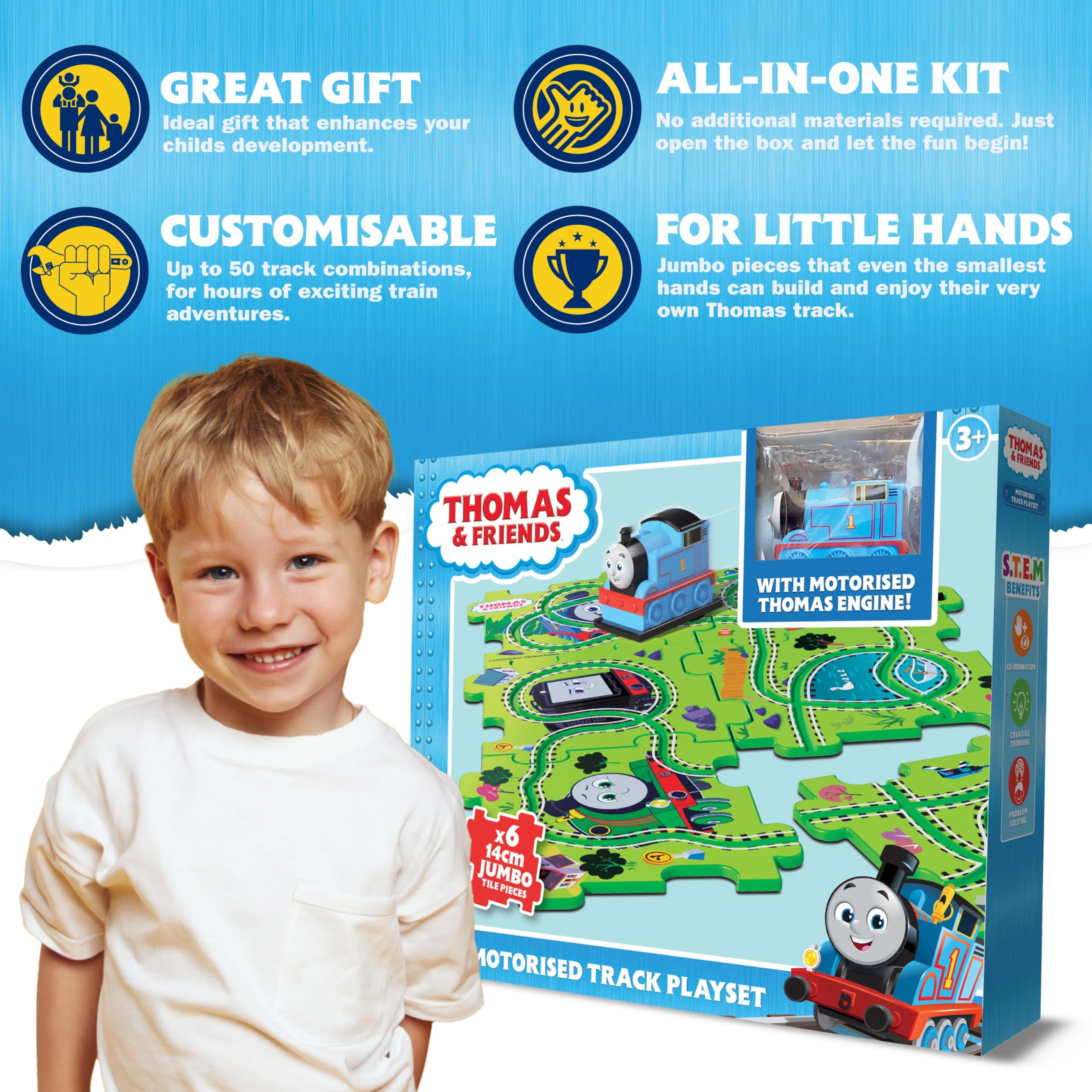 Thomas the Tank Engine Motorised Train Set - 6 Jumbo Puzzle Pieces, 50 Track Combinations 3
