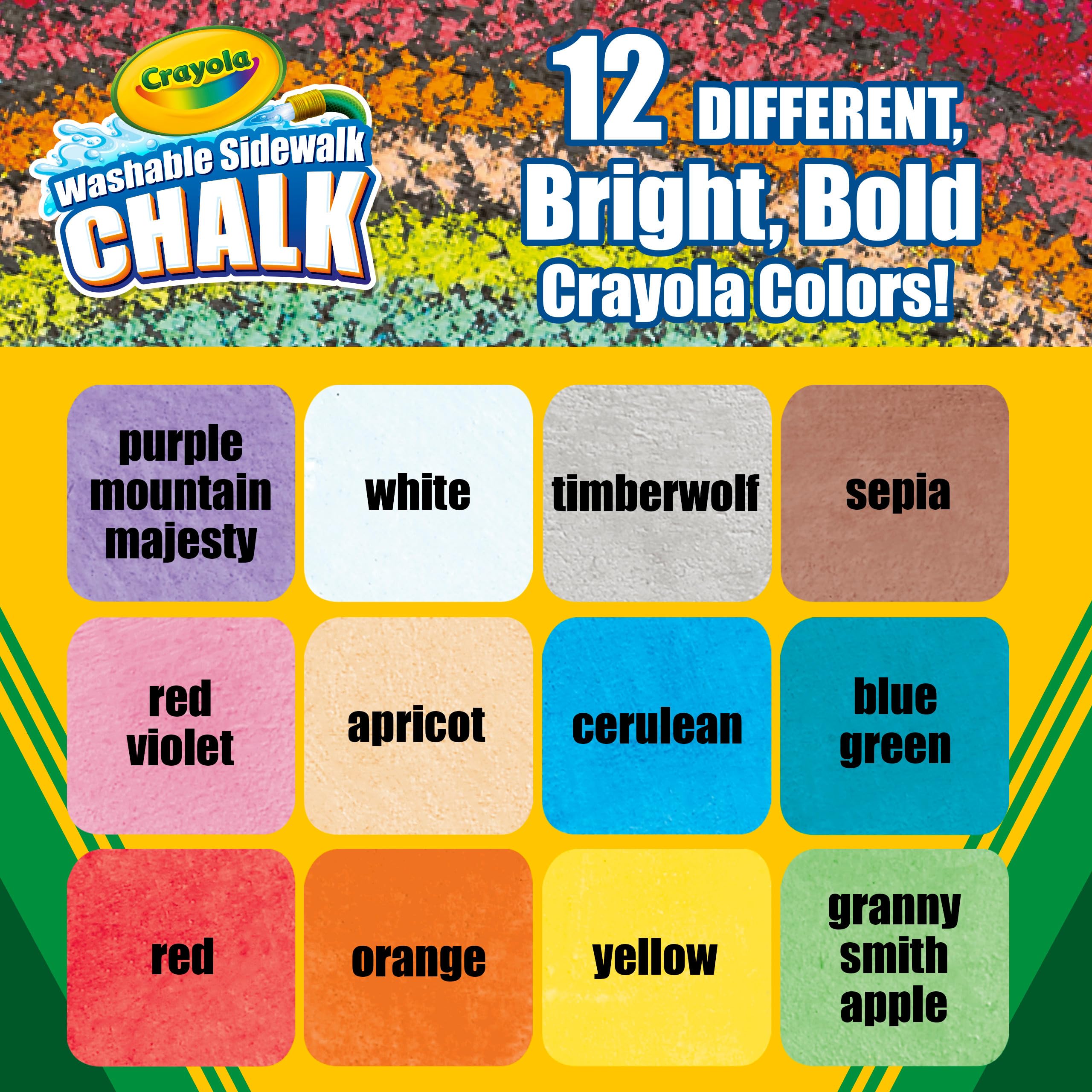 CRAYOLA Outdoor Chalk - Washable Sidewalk Chalk, Square Shape, 12 Assorted Colors 12