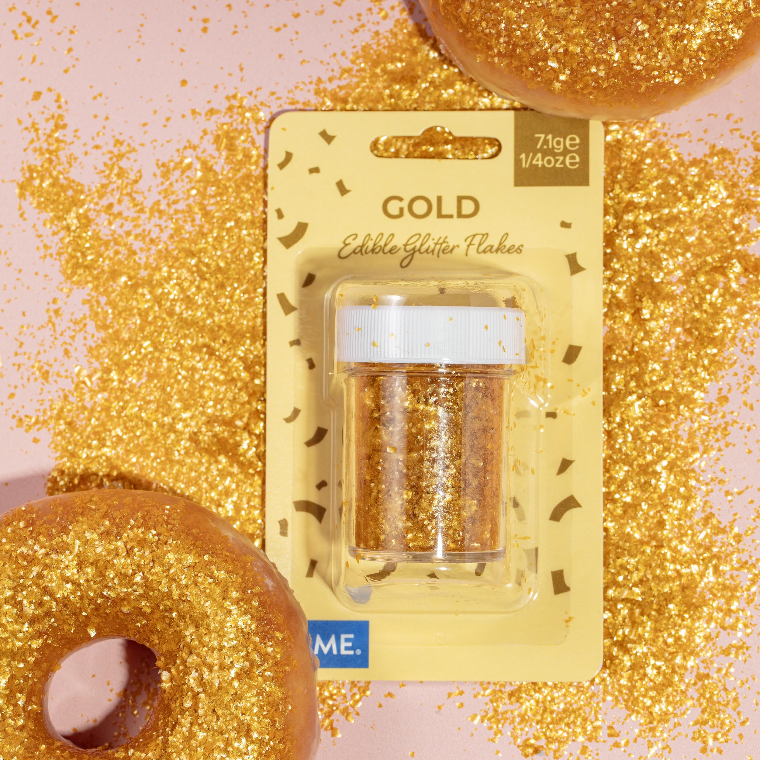 PME Gold Sparkling Glitter Flakes for Cake Decorating (7g) - Pack of 3 3