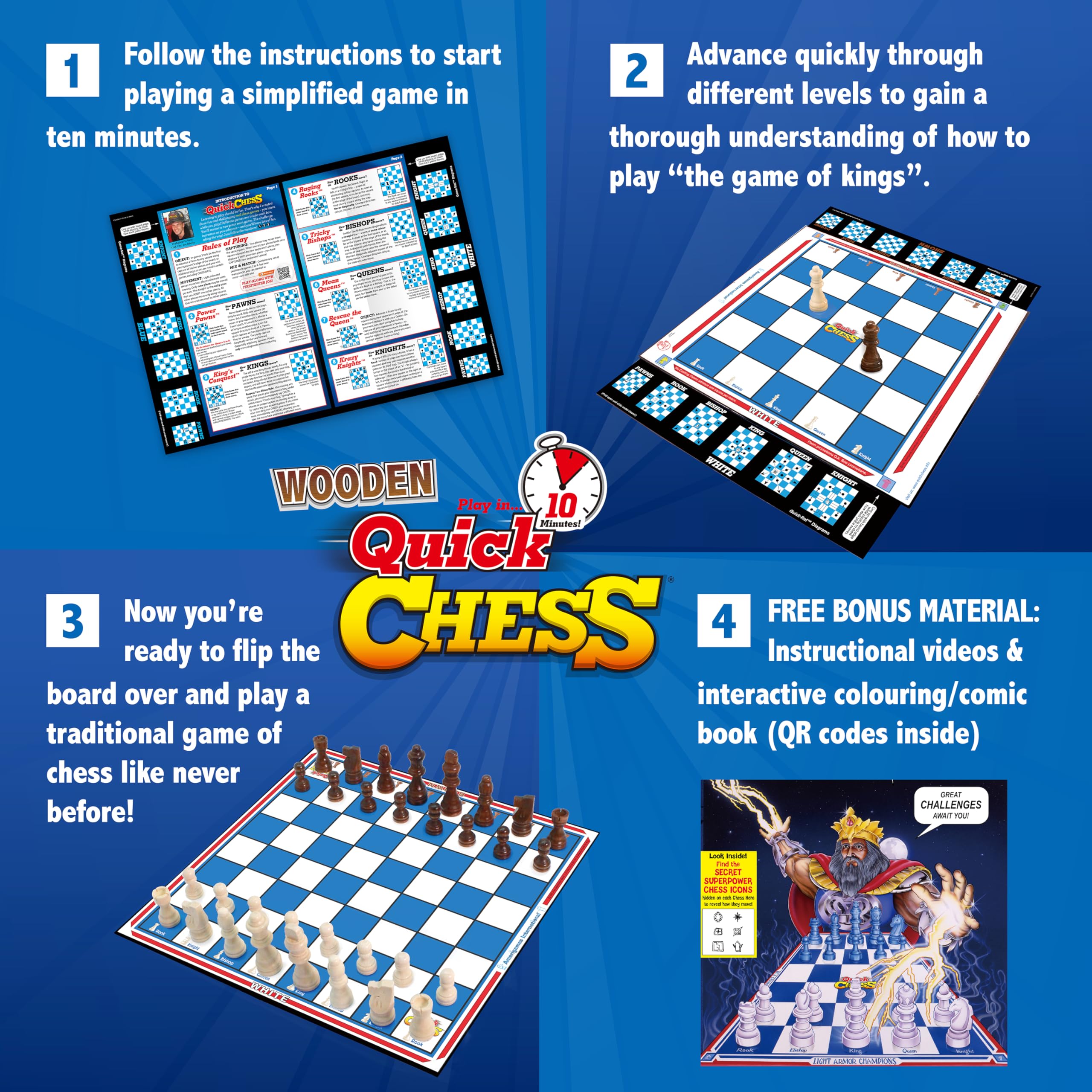 Roo Games Quick Chess - Learn Chess in a Flash! 8 Mini-Games on a Wooden Board 5