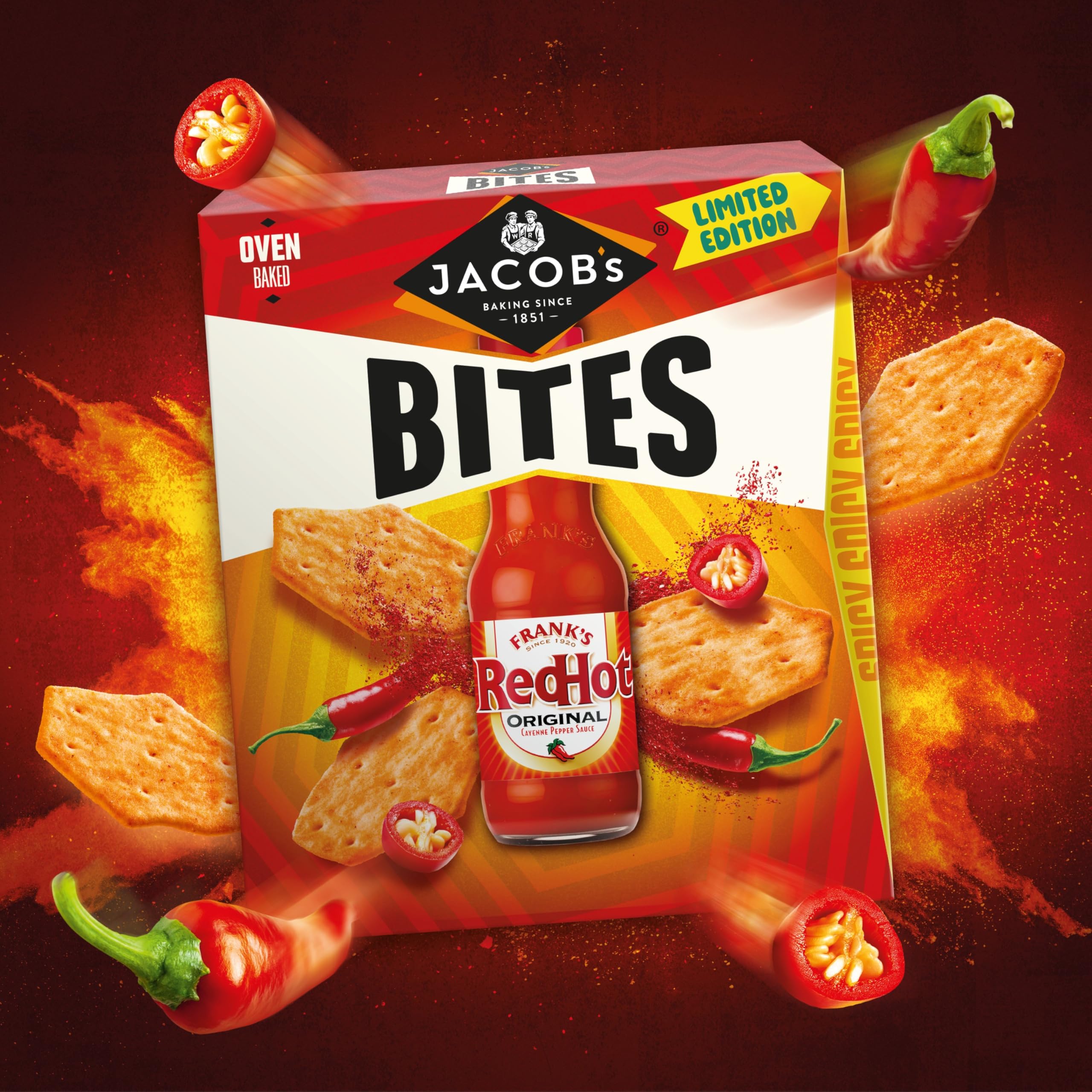 Jacob's Bites Franks RedHot Original Crackers, 125g (Pack of 5) 6