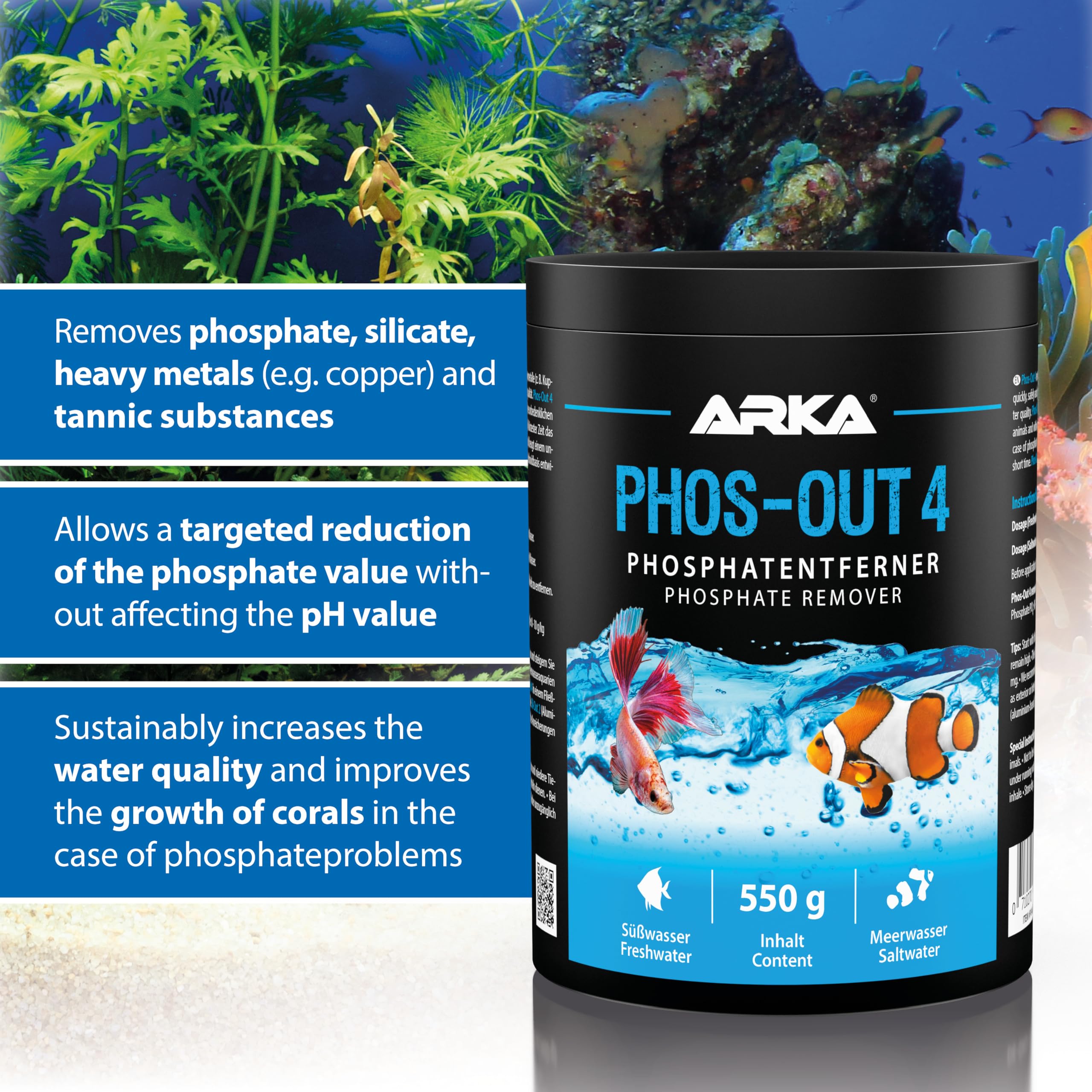 ARKA Phos-Out 4 Granules - Phosphate, Silicate & Tannin Remover | 1000 ml 4