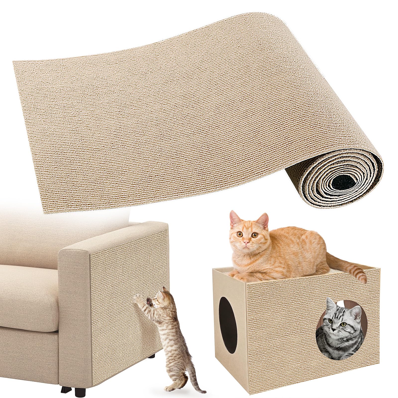 Gimars Self-Adhesive Cat Scratching Mat - 200 x 40cm | Thickened Polyester | DIY Cuttable