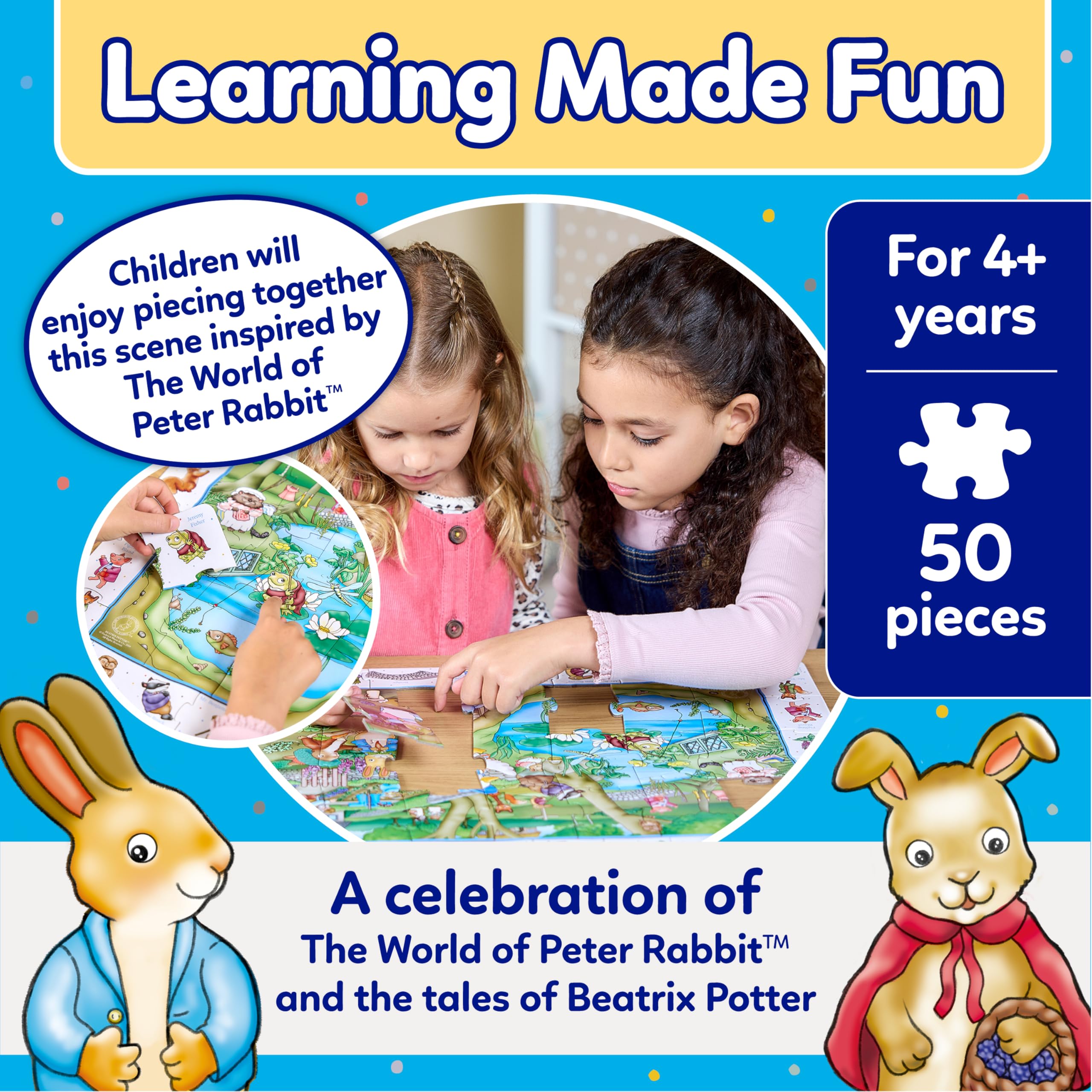 Peter Rabbit 50-Piece Jigsaw Puzzle - Educational Puzzle for Ages 4+ 9