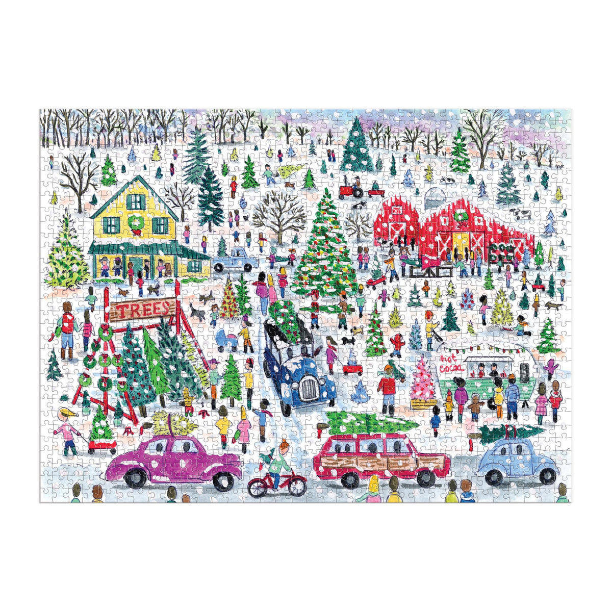 Galison Michael Storrings Christmas Tree Farm Jigsaw Puzzle - 1000 Pieces | 20" x 20" | Cardstock