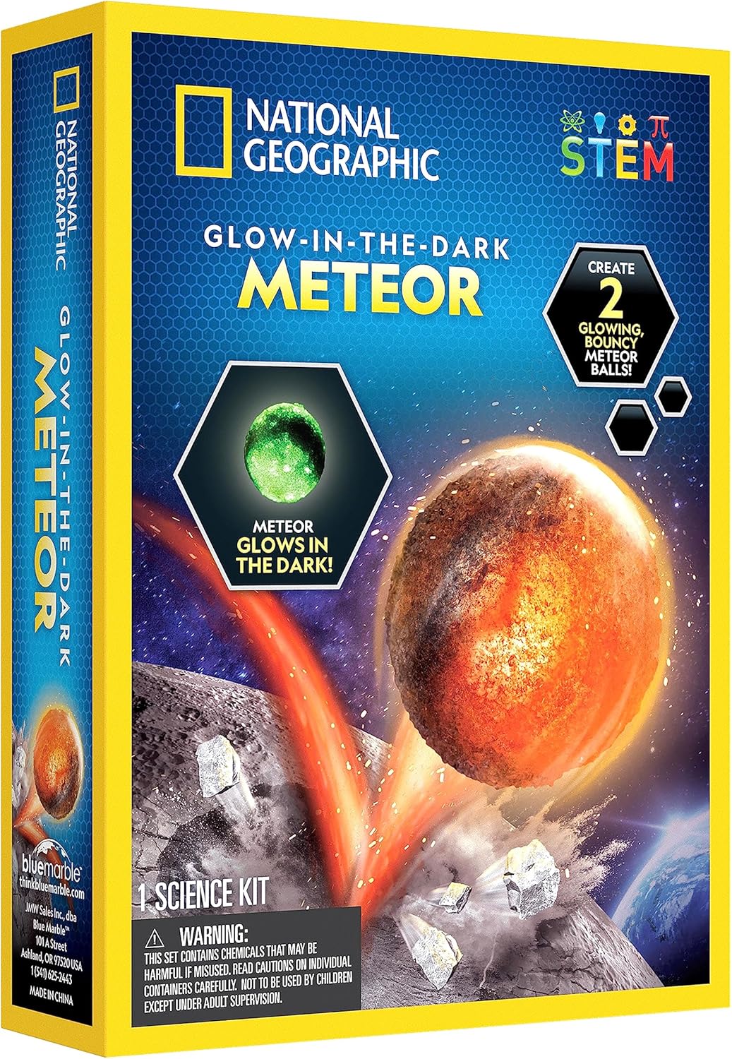 National Geographic Glow in the Dark Meteor Bouncy Balls - STEM Science Kit for Kids Age 8+