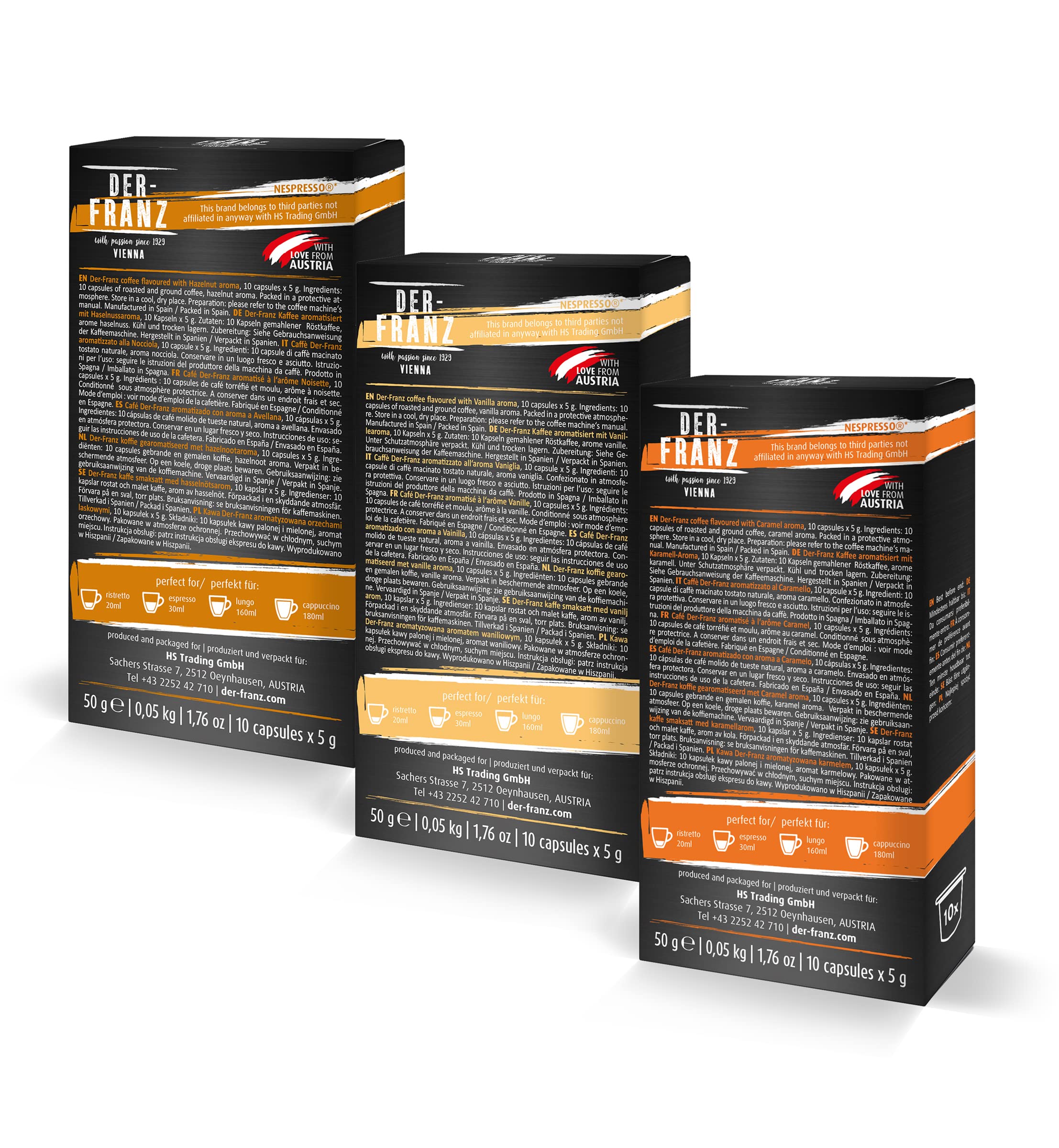 Der-Franz Kaffeekapseln mit Haselnuss-, Vanille- und Karamellgeschmack, 120 Stück (12 x 10) – Nespresso-kompatibel 9