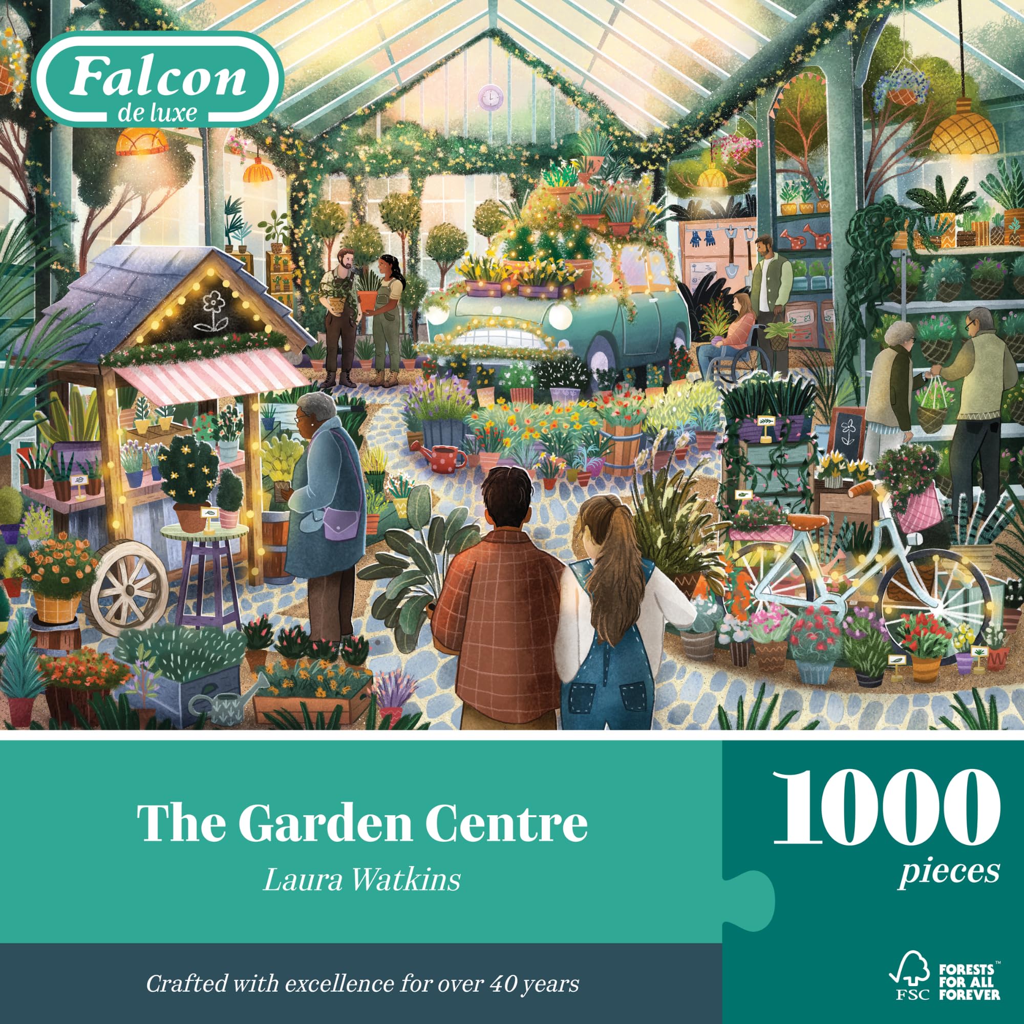 Falcon The Garden Centre 1000 Piece Jigsaw Puzzle - Laura Watkins Illustration