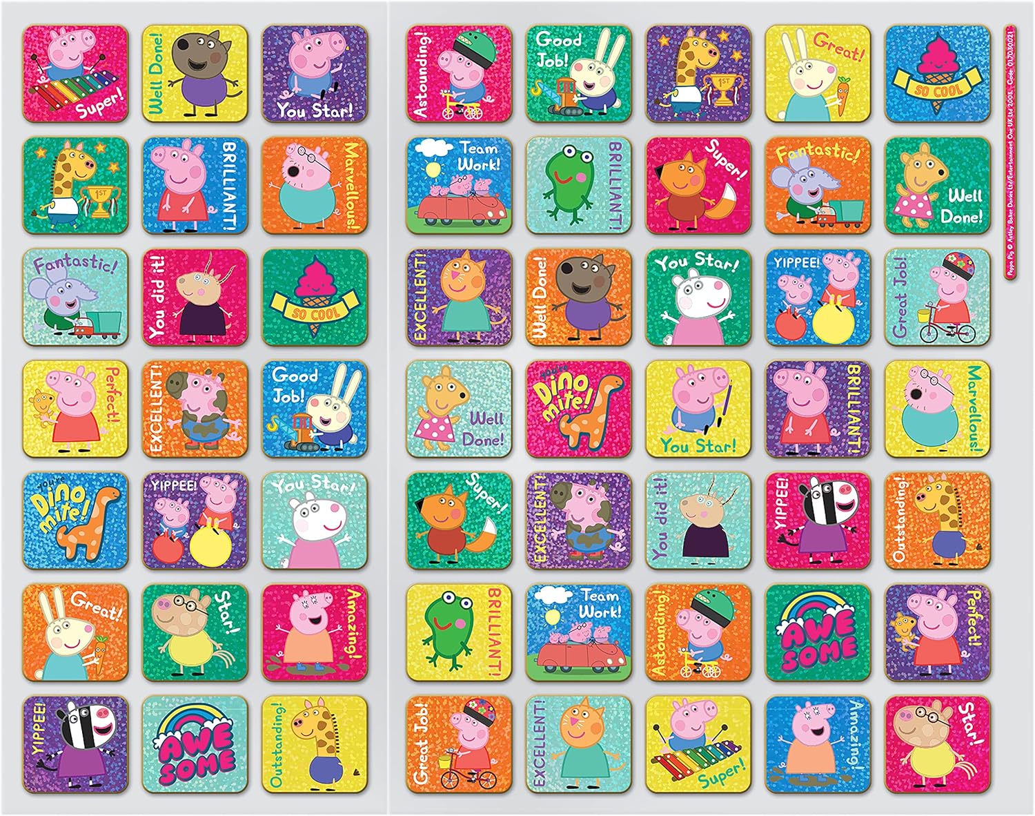 Peppa Pig Reward Chart and 56 Sparkly Stickers - Reusable Foil Stickers for Kids Ages 3+ 3