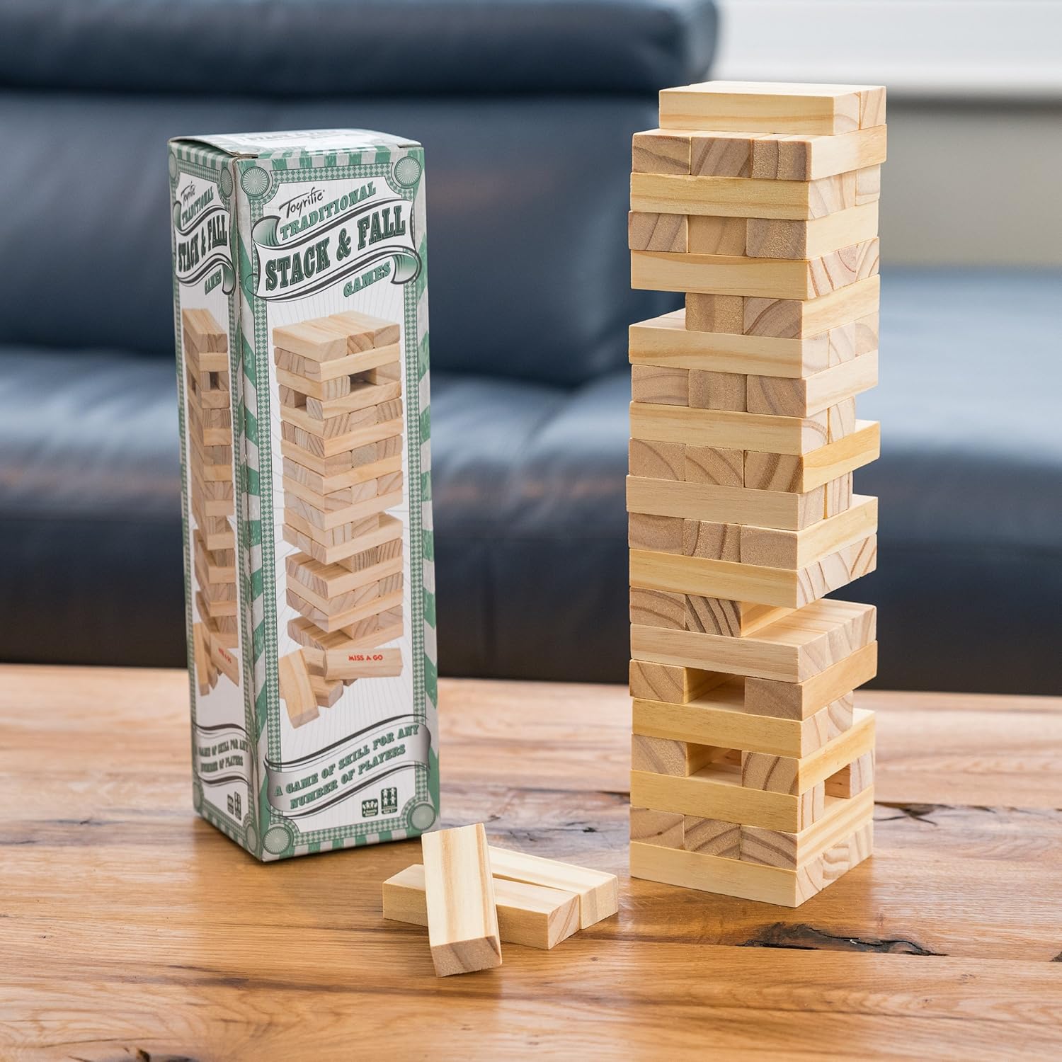Toyrific Stack and Fall Tumble Tower Game with 54 Wooden Blocks 5