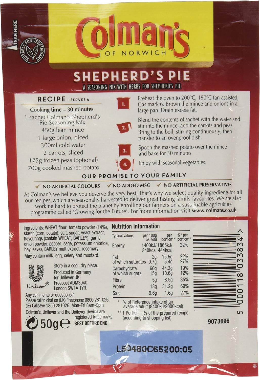Colman's Shepherd's Pie Rezeptmischung 50 g – Einfaches Wohlfühlessen für die ganze Familie 5