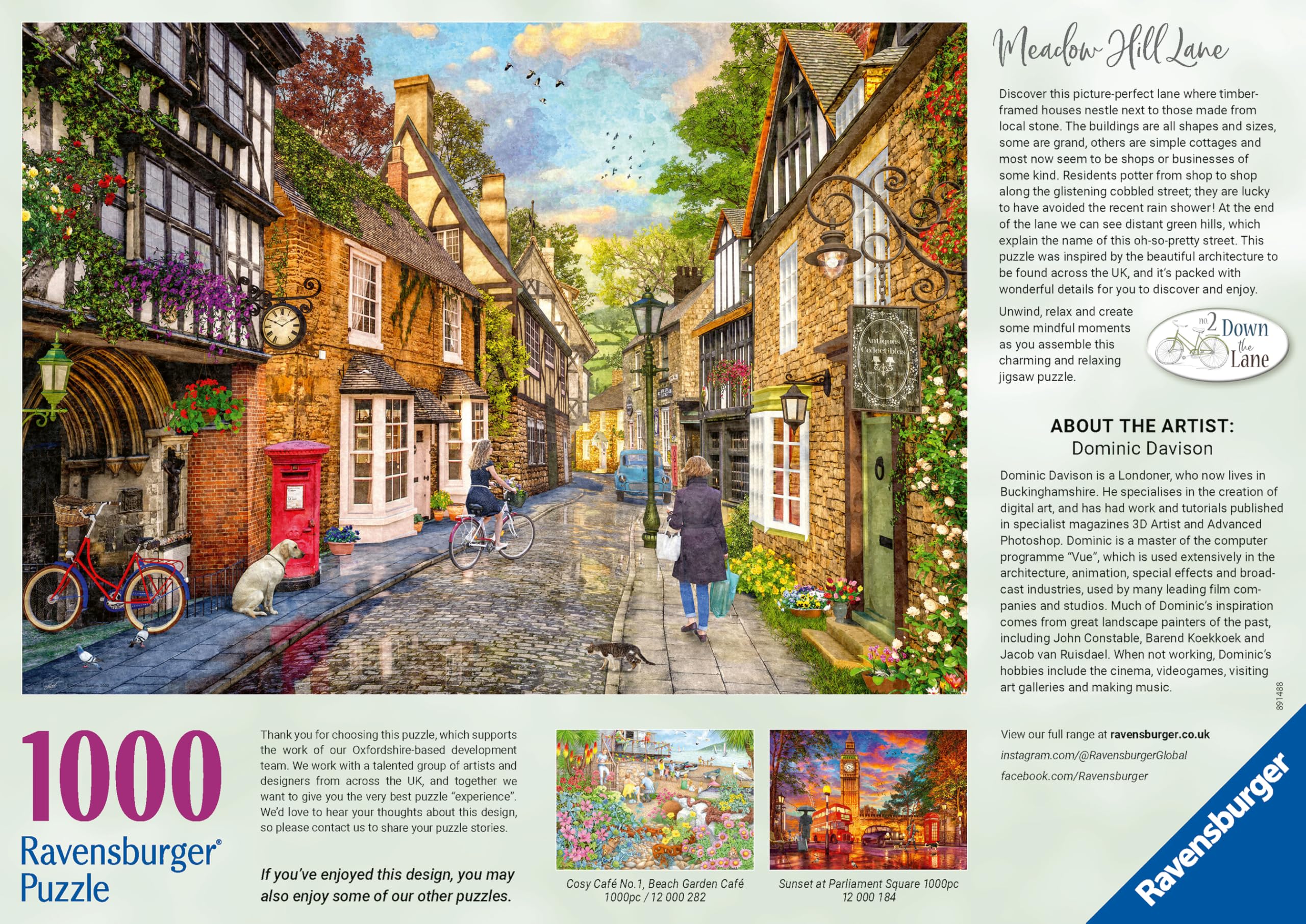Ravensburger Down the Lane No.2 Meadow Hill Lane Jigsaw Puzzle - 1000 Pieces | 70x50cm | Unisex Adult 6