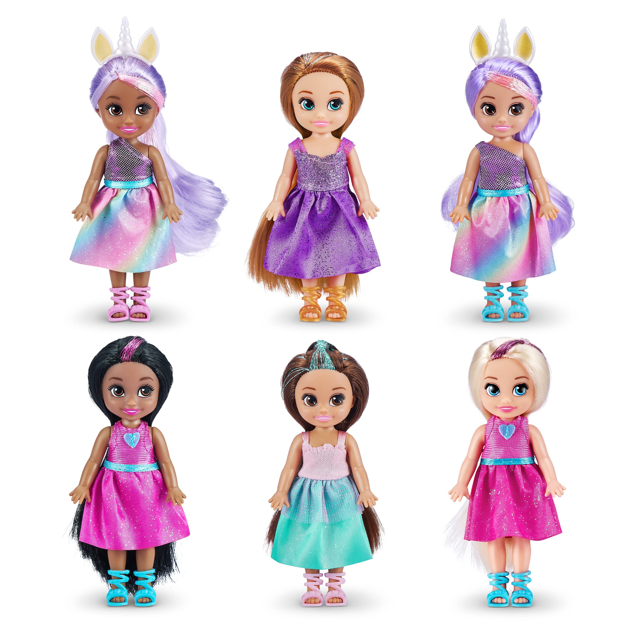 Sparkle Girlz Princess Collectible Fashion Dolls - 6 Pack with Interchangeable Outfits & Poseable Design 8