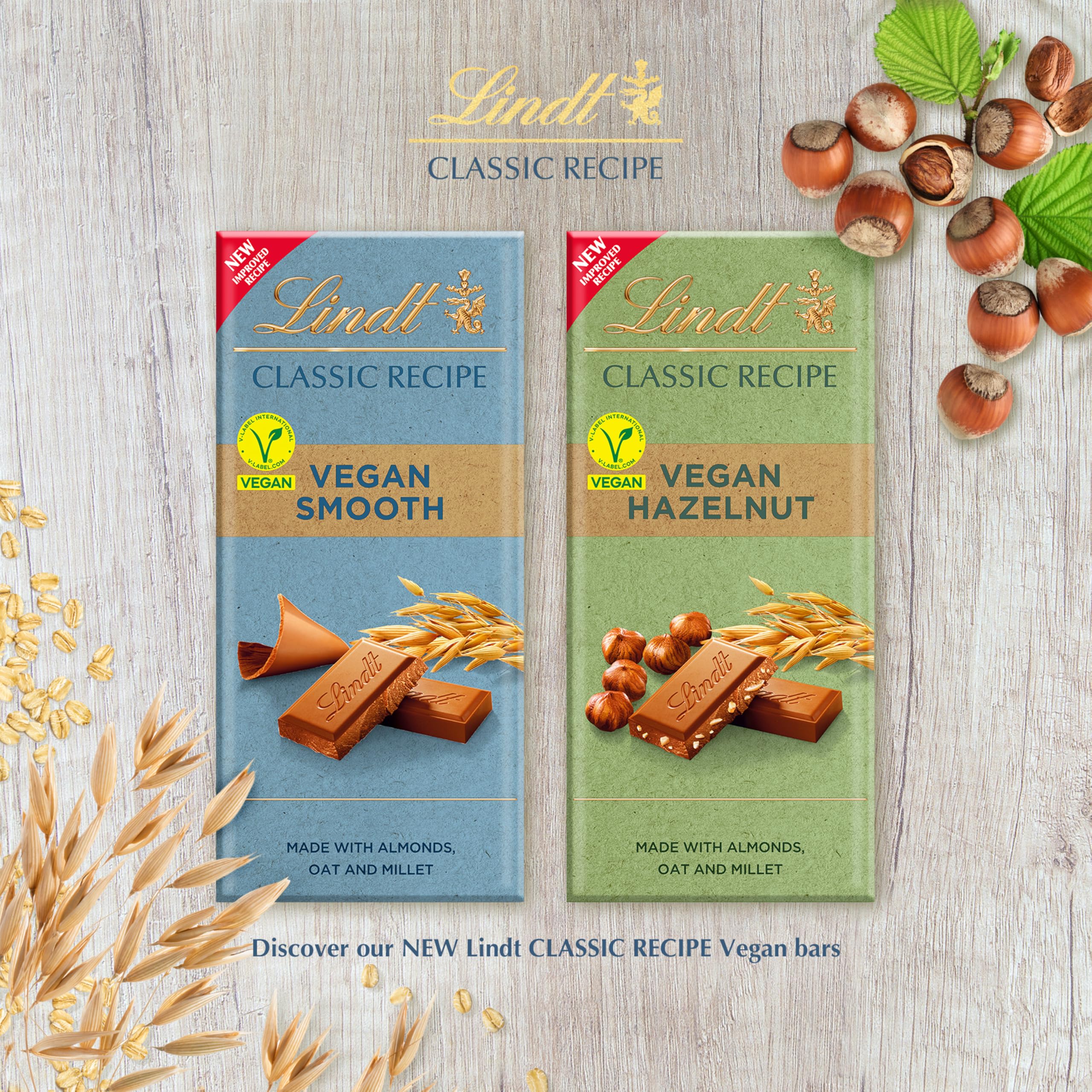 Lindt Vegane Tafelschokolade mit Haselnuss-, Mandel- und Haferdrinkpulver, 100g 10