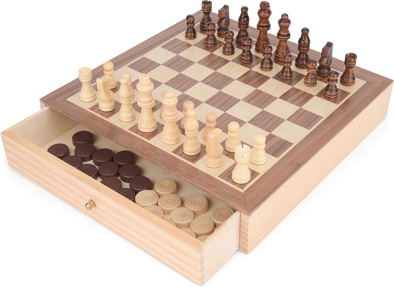 Toyrific Chess and Draughts 2-in-1 Wooden Board Game Set