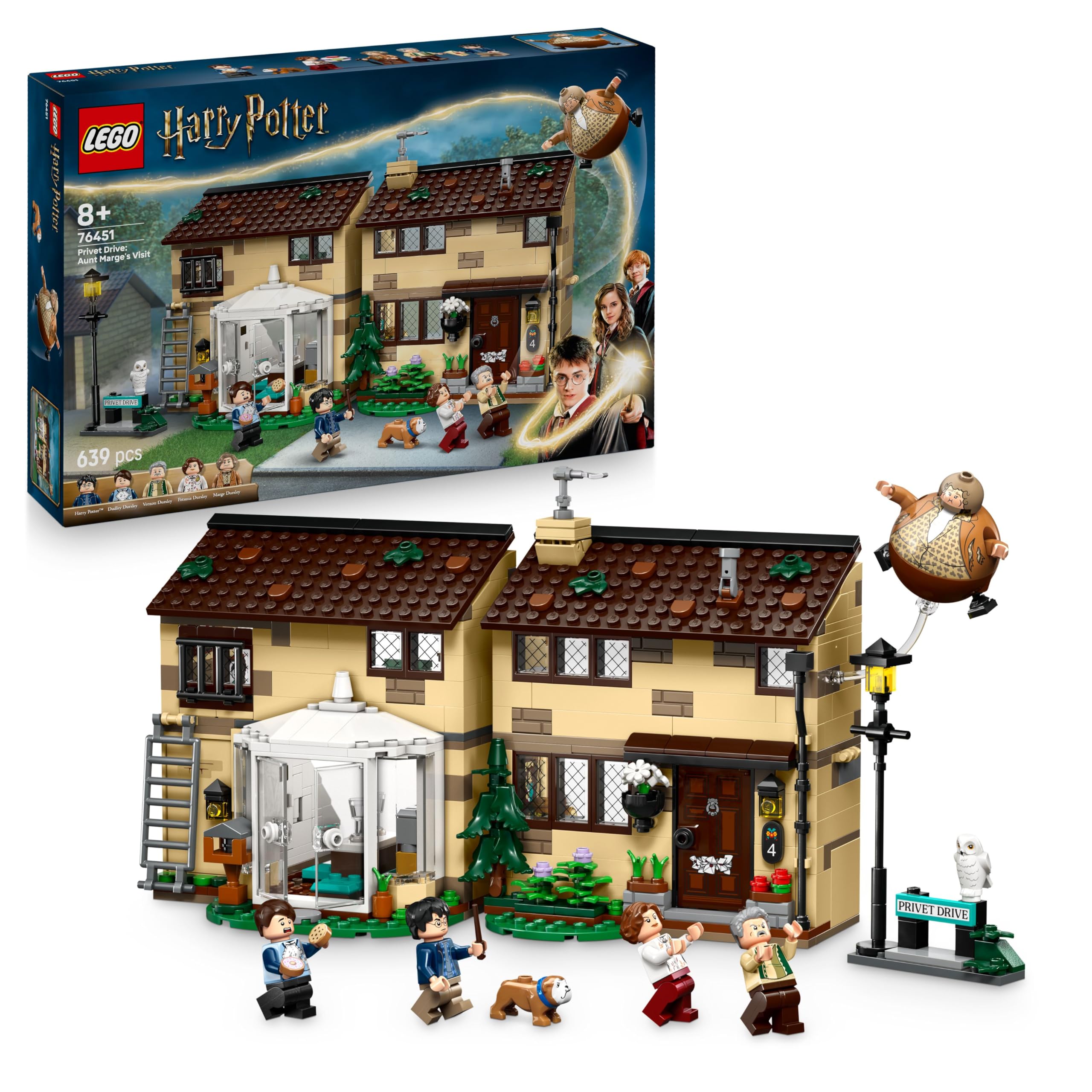 LEGO Harry Potter Privet Drive: Aunt Marge's Visit - 639-Piece Buildable House Playset for Ages 8+