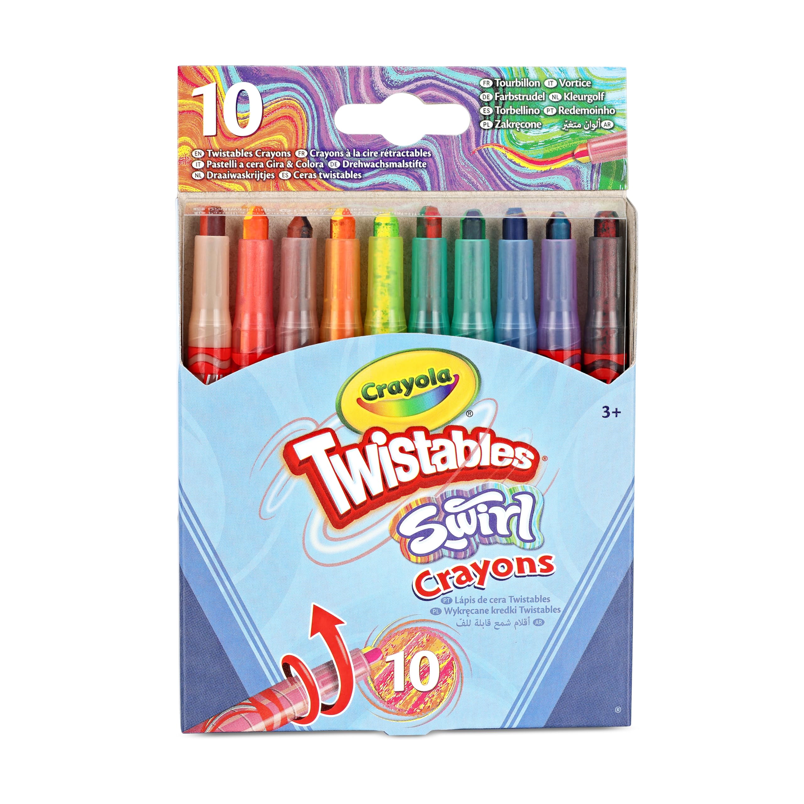 Crayola Swirl Mini-Buntstifte zum Drehen – verschiedene Farben (10er-Pack) | 4 Farben pro Buntstift | Drehdesign