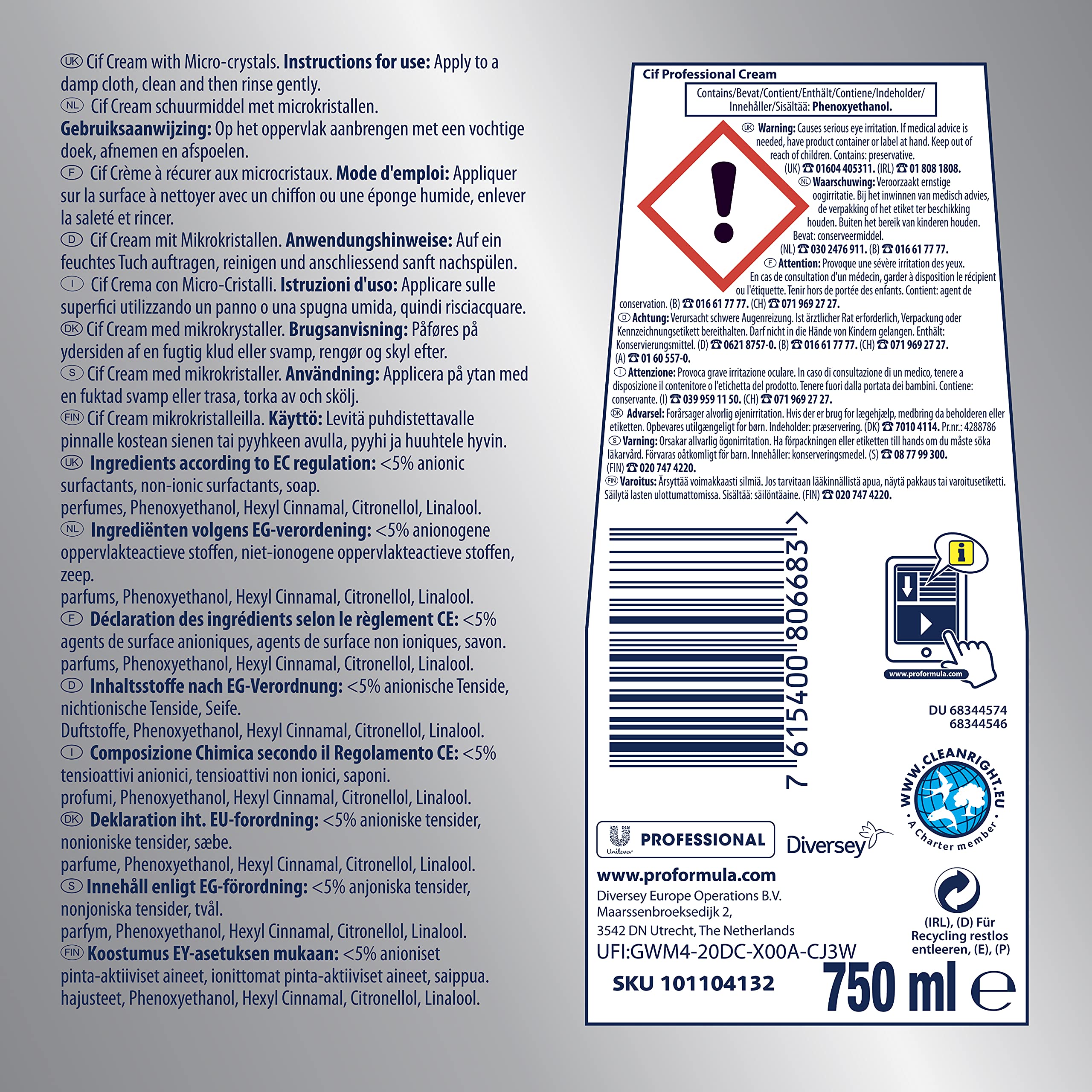 Cif Professional Scouring Milk Original - Removes Stubborn Dirt | 750 ml 4