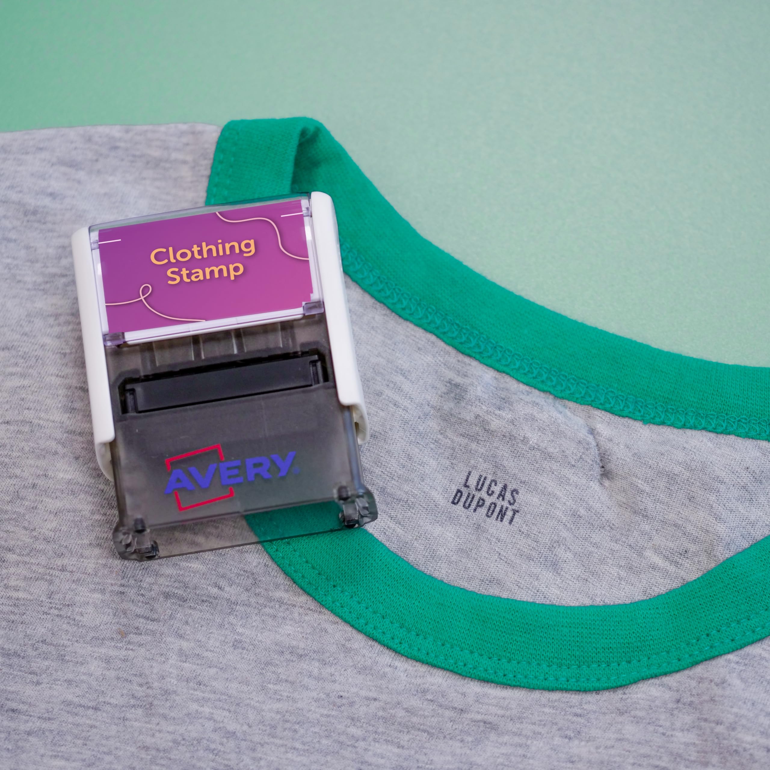 AVERY Clothing Name Stamp - Customisable for Kids & School | 1,000+ Impressions | Wash/Dry Safe 2