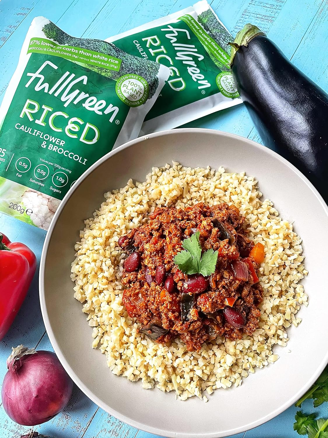 Fullgreen - Reis mit Brokkoli und Blumenkohl, pflanzliche Low-Carb-Reisalternative 12