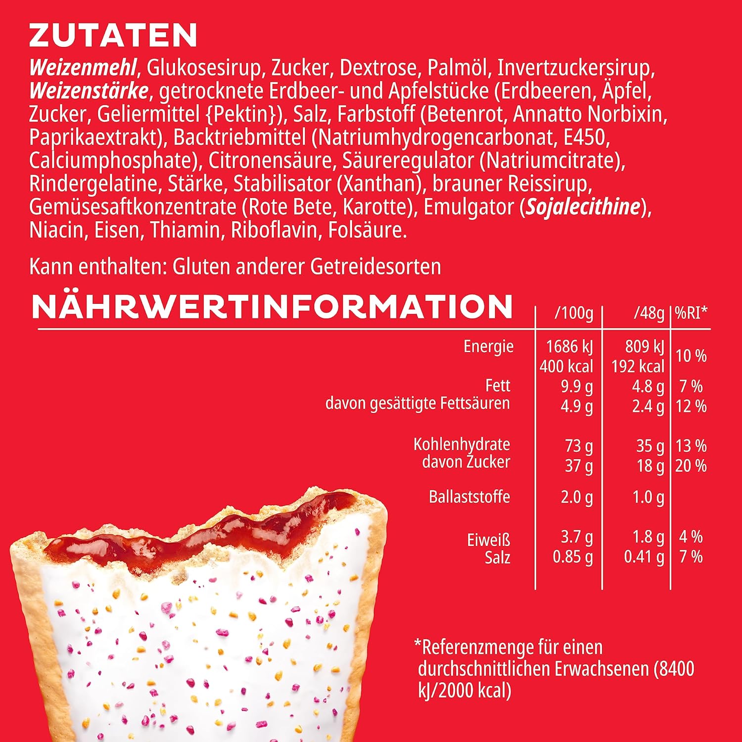 Kellogg's Pop-Tarts Frosted Strawberry Sensation Toaster Pastries Box, 8 x 48g 9