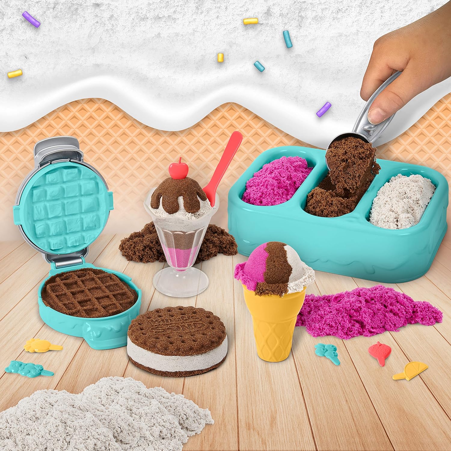 Kinetic Sand Scents Ice Cream Treats Playset - Scented Sand with 6 Tools & Toppings for Kids 3+ 13