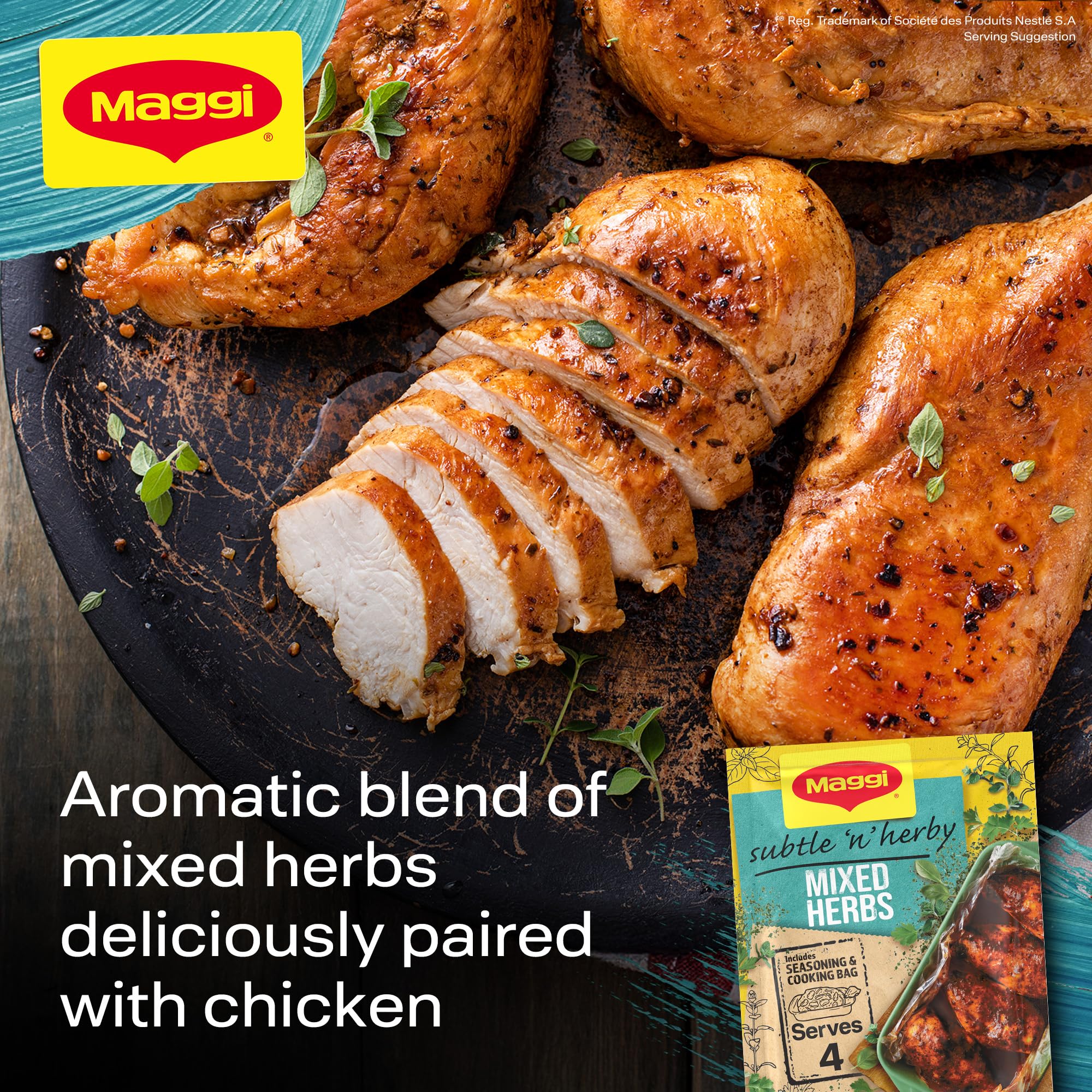 MAGGI So Juicy Mixed Herbs Chicken Seasoning with Cooking Bag, 30g 10