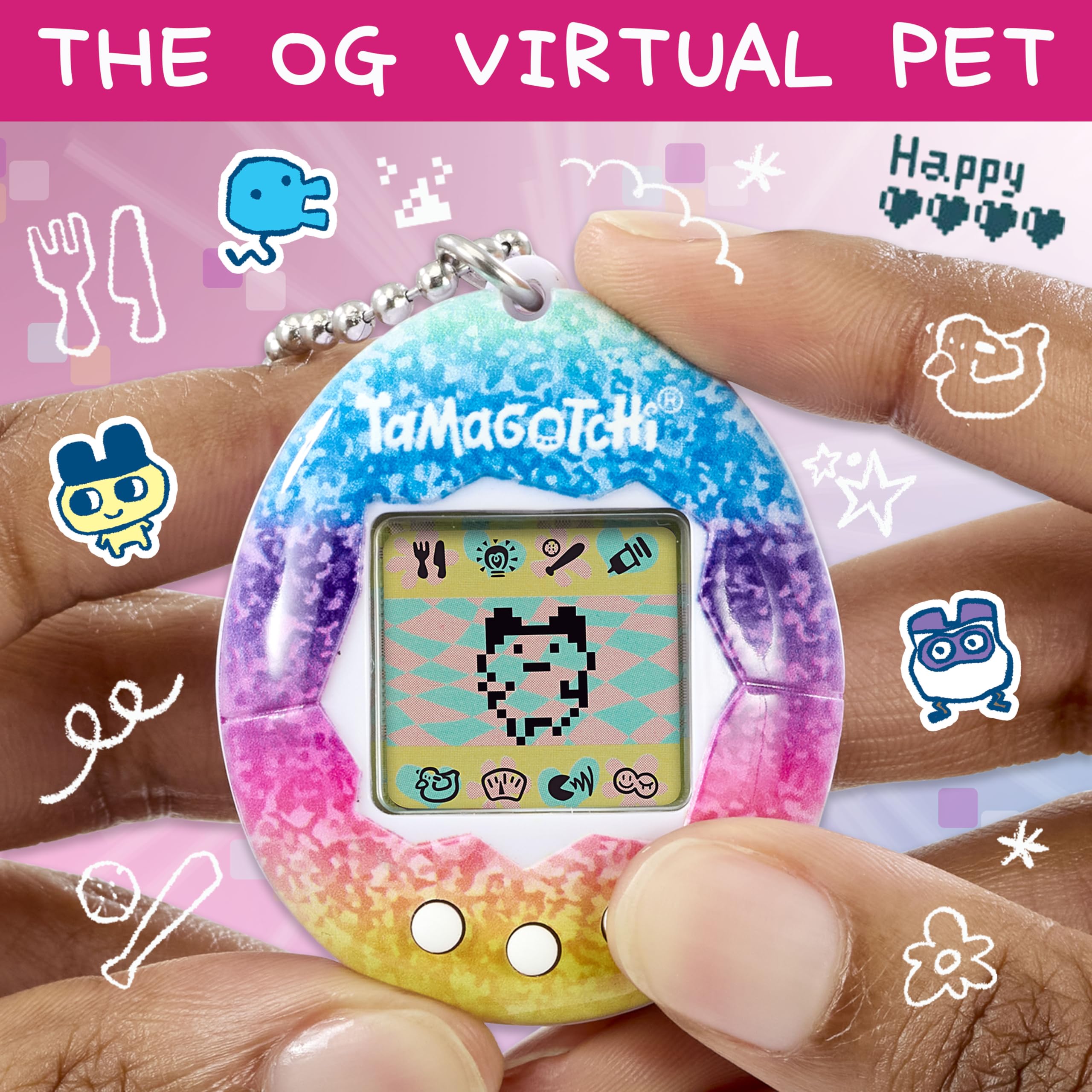 Bandai Tamagotchi Original Rainbow Shell - Electronic Virtual Pet Toy for Kids 8+ 9