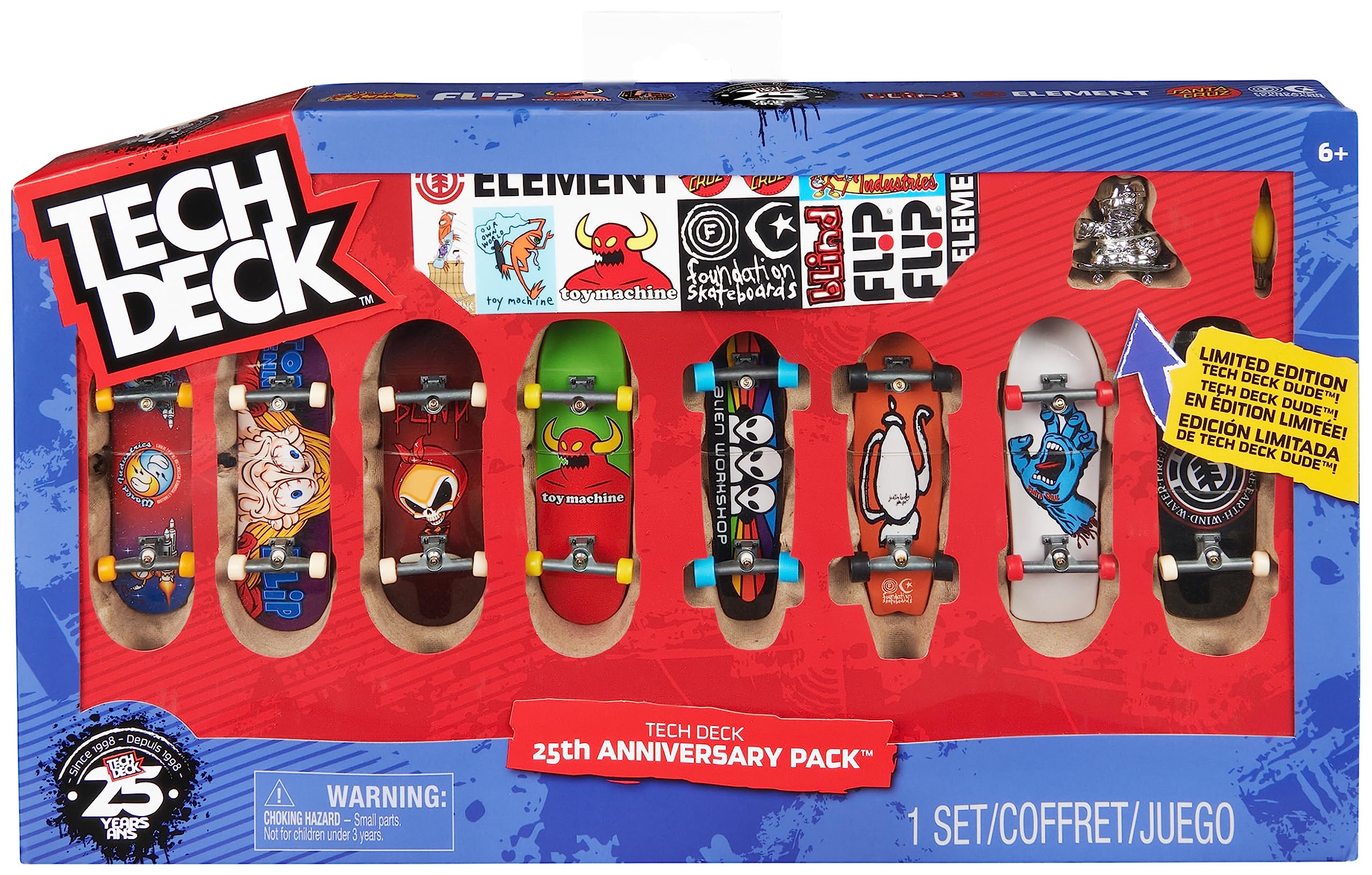 Tech Deck 25th Anniversary 8-Pack with Exclusive Silver Collector's Edition Figure 8