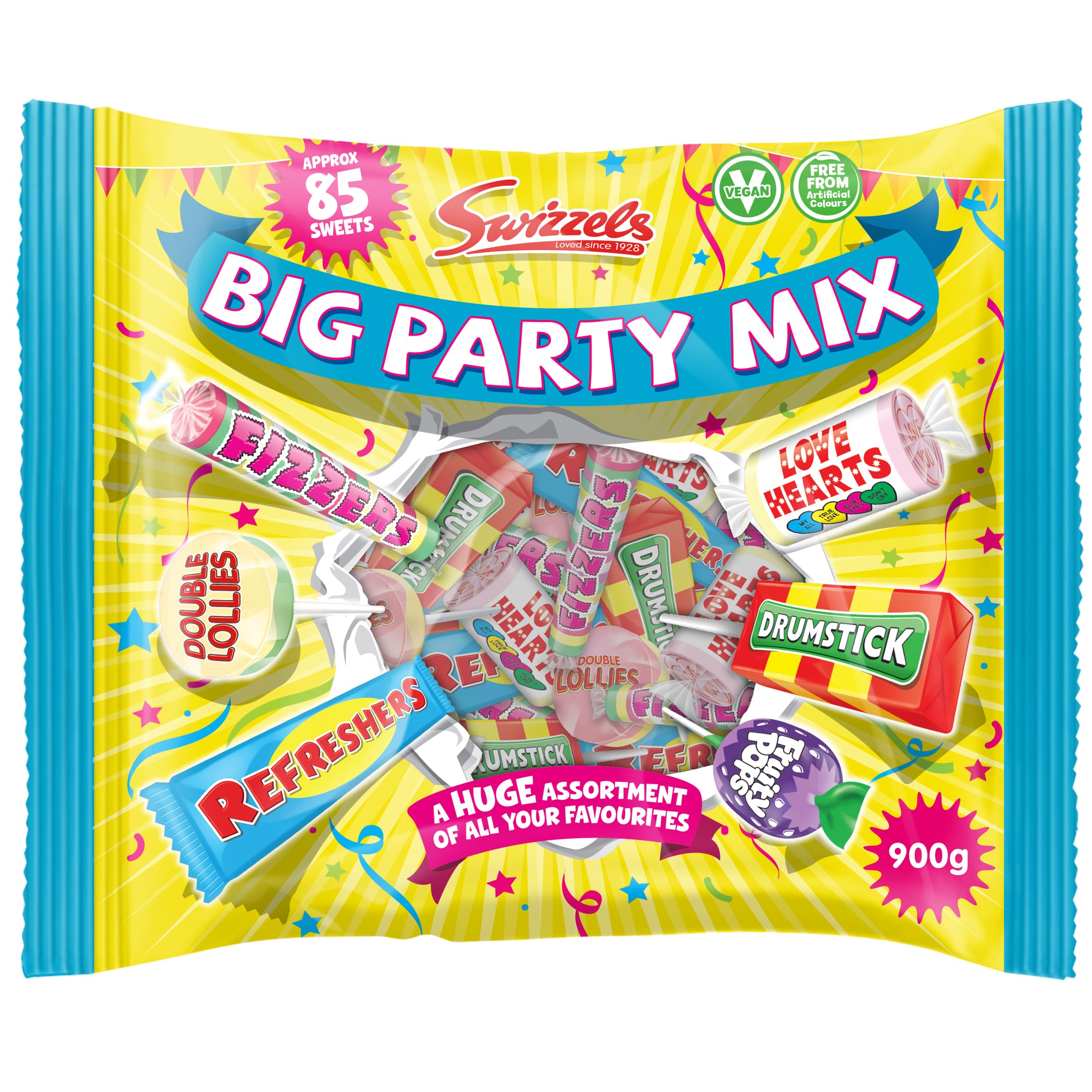 Swizzels Big Party Sweets Mix Bag - 900g Assortment | Vegan Friendly | 85 Sweets