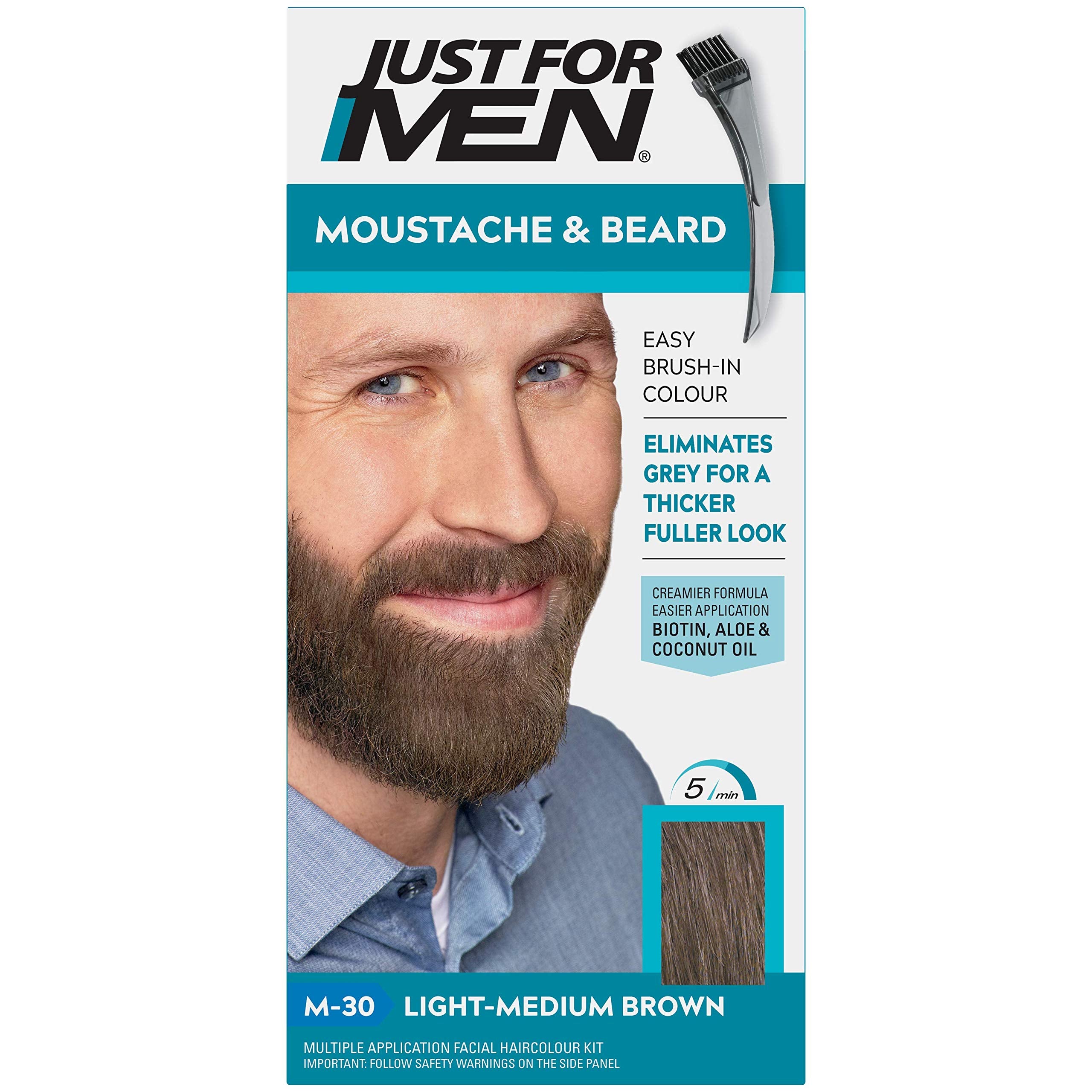 Just For Men Moustache & Beard Dye - Light-Medium Brown (M30), 70g