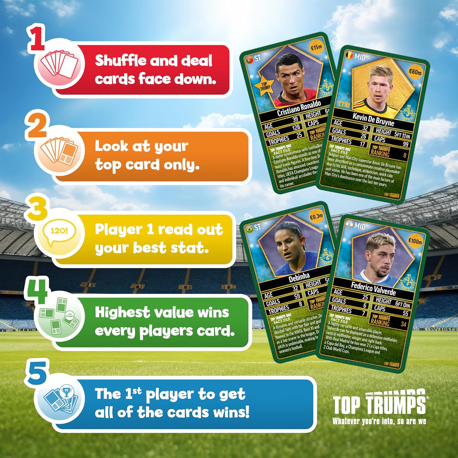 Top Trumps World Football Stars Top 200 Card Game Pack 5 10