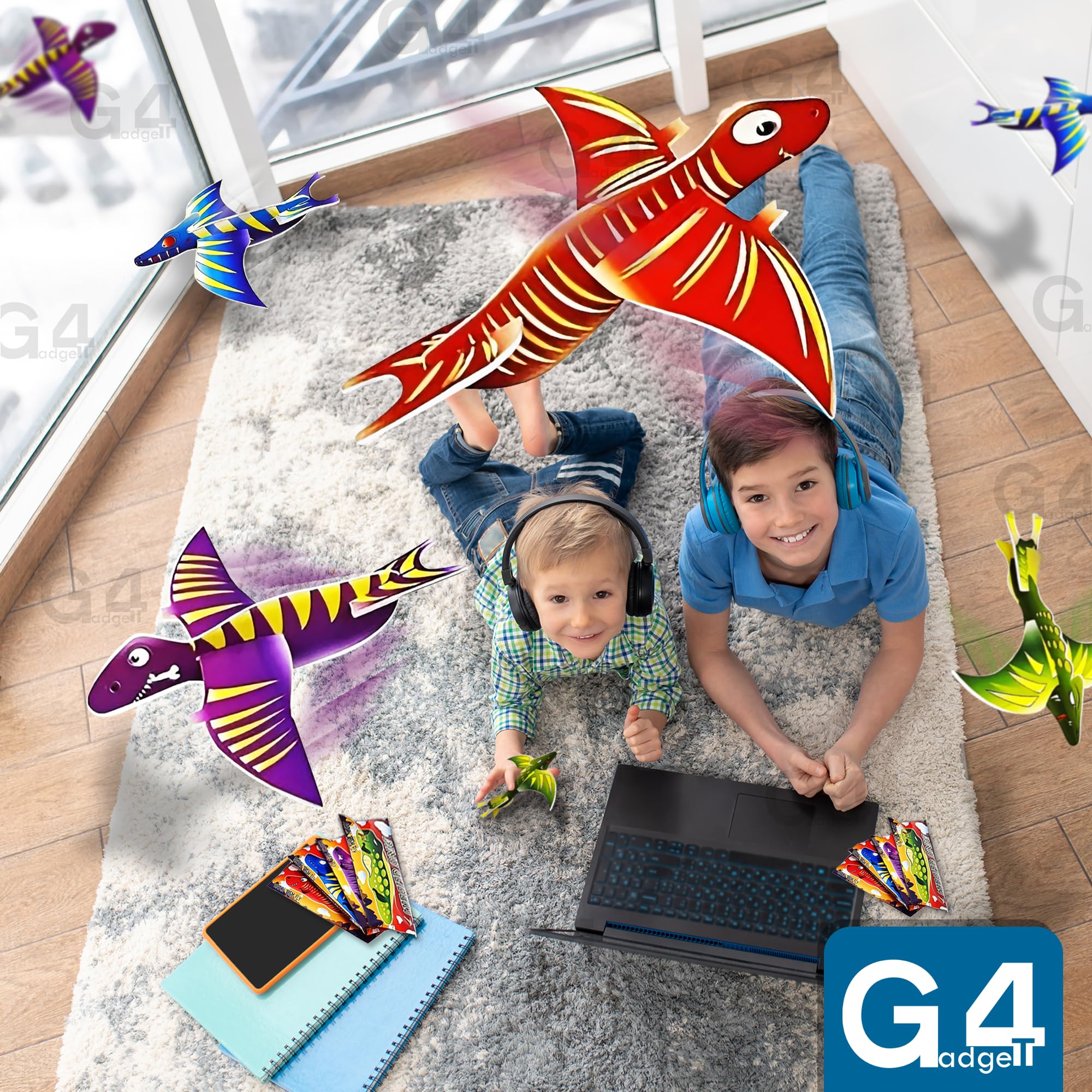 G4GADGET Dinosaurier-Gleitflugzeuge – 12er-Pack, leichte Schaumstoffgleiter für Kinder ab 3 Jahren 7