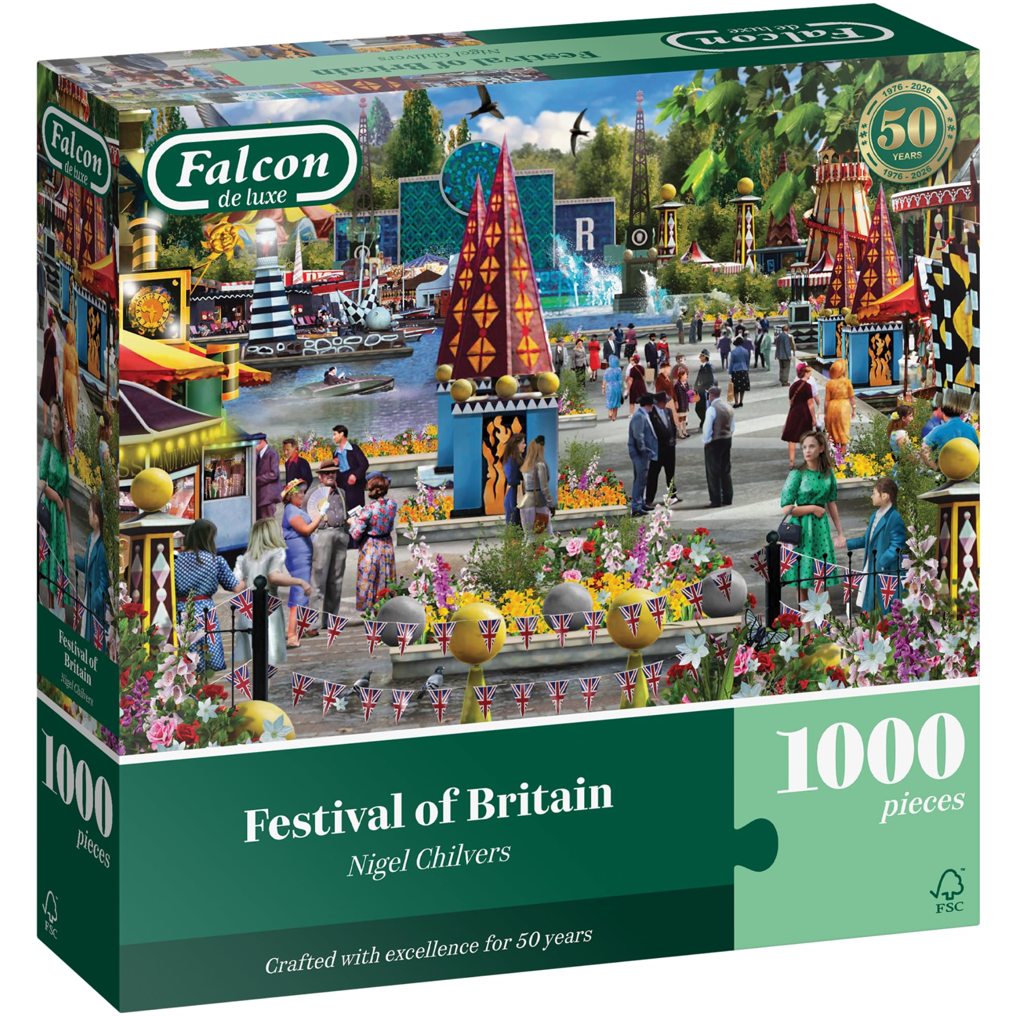 Falcon Festival of Britain Jigsaw Puzzle - 1000 Pieces | Recycled Cardboard | Adult Activity