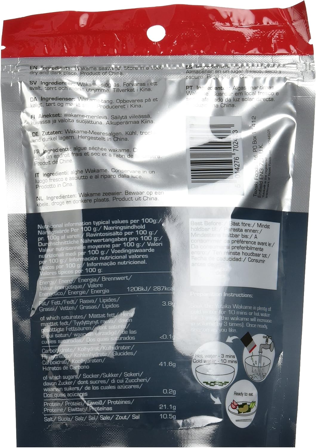 Yutaka Dried Wakame Seaweed Flakes 40g (Pack of 6) 4