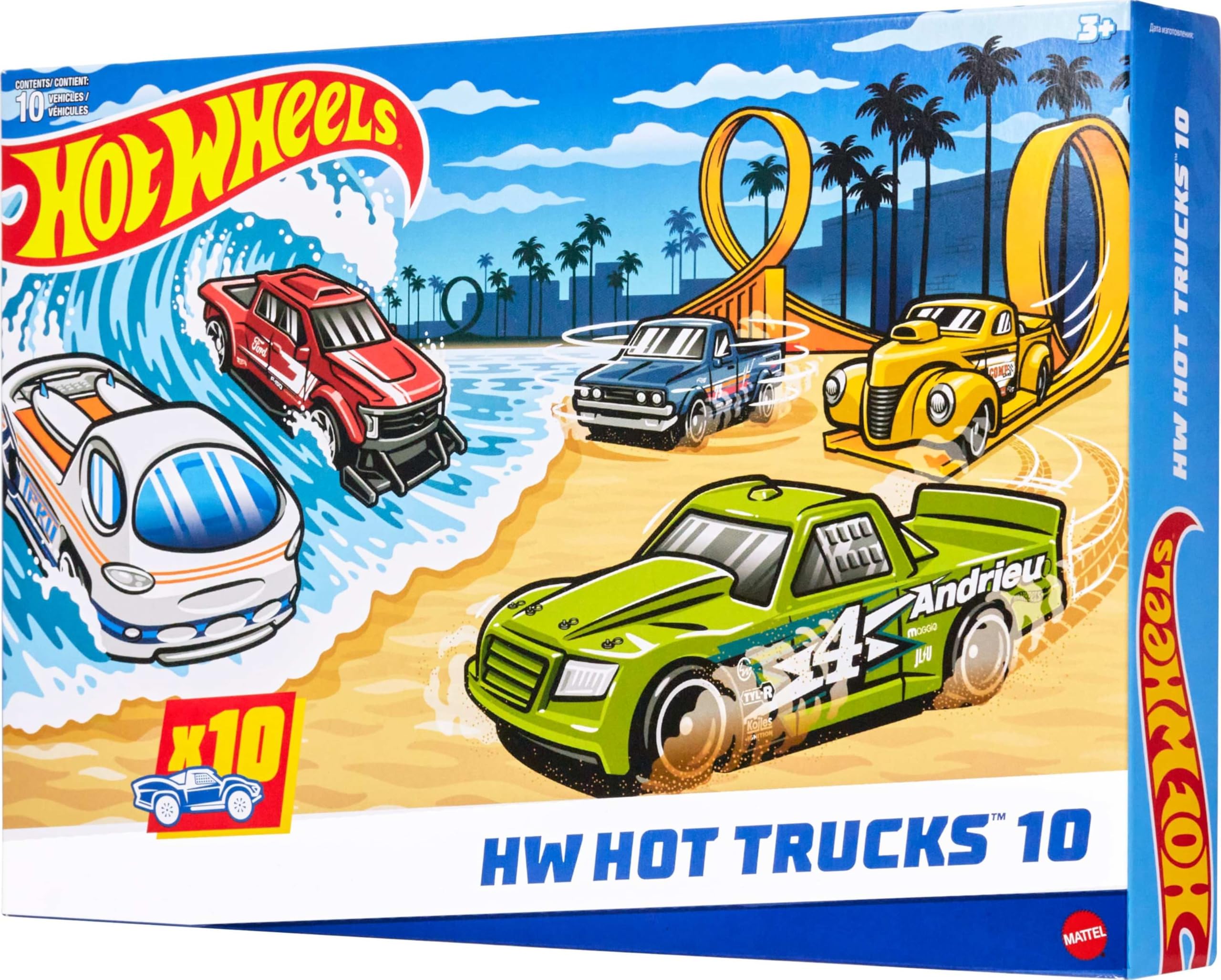 Hot Wheels Toy Trucks 10-Pack - Die-Cast 1:64 Scale Vehicles for Kids 3+