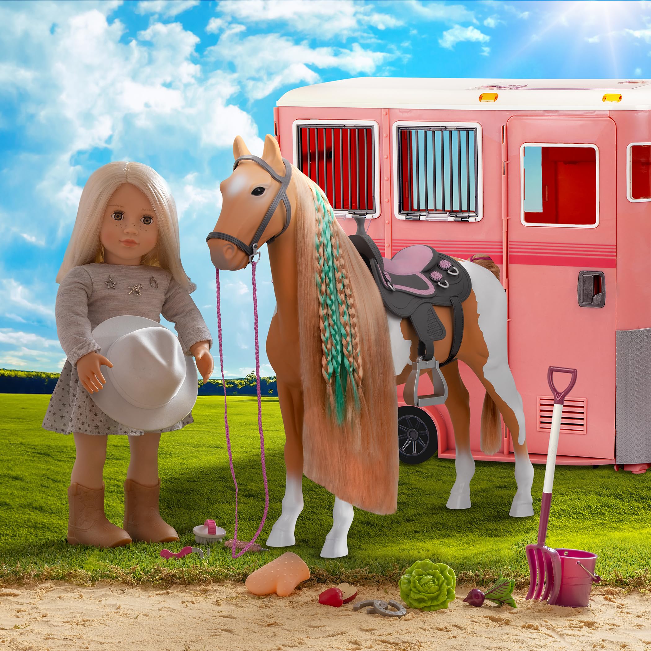 Our Generation Abigale 18-inch Country Doll - Western-Themed Equestrian Playset with Freckles & Stylish Hat, Ages 3+ 7