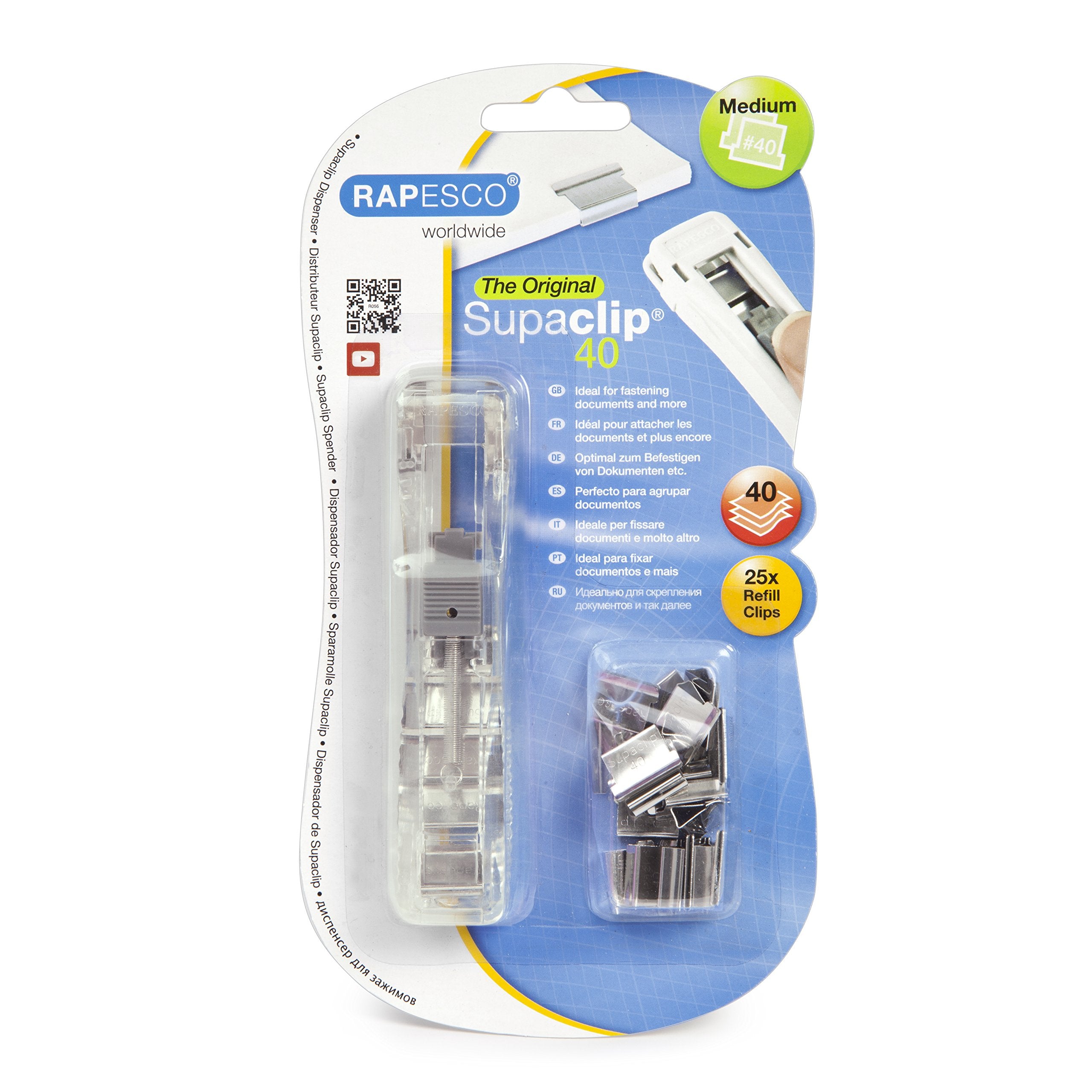 Rapesco RC4025SS Supaclip 40 See Through Dispenser and 25 Stainless Steel Clips 1