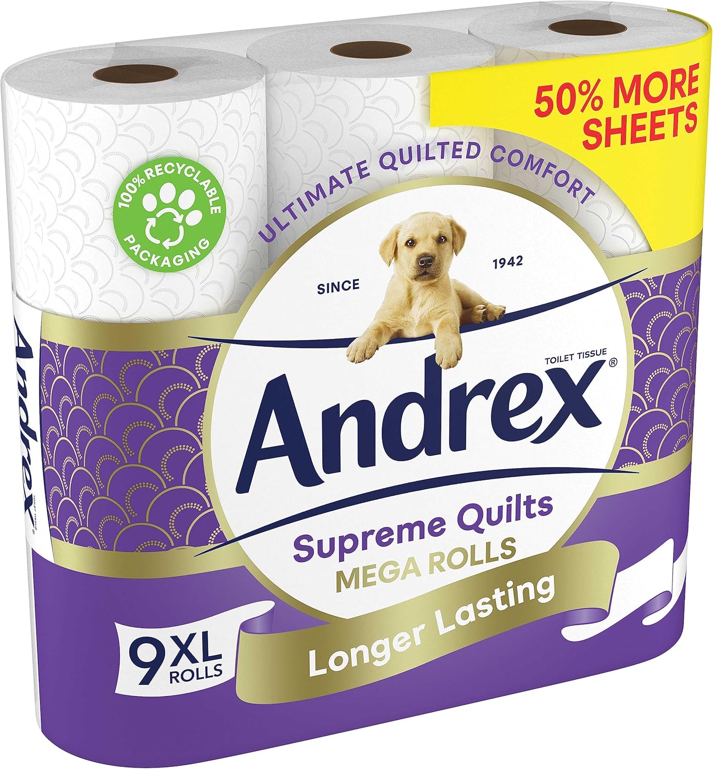 Andrex Supreme Quilts Mega Toilet Roll - 9 Rolls (13.5 Standard Rolls Equivalent) 9