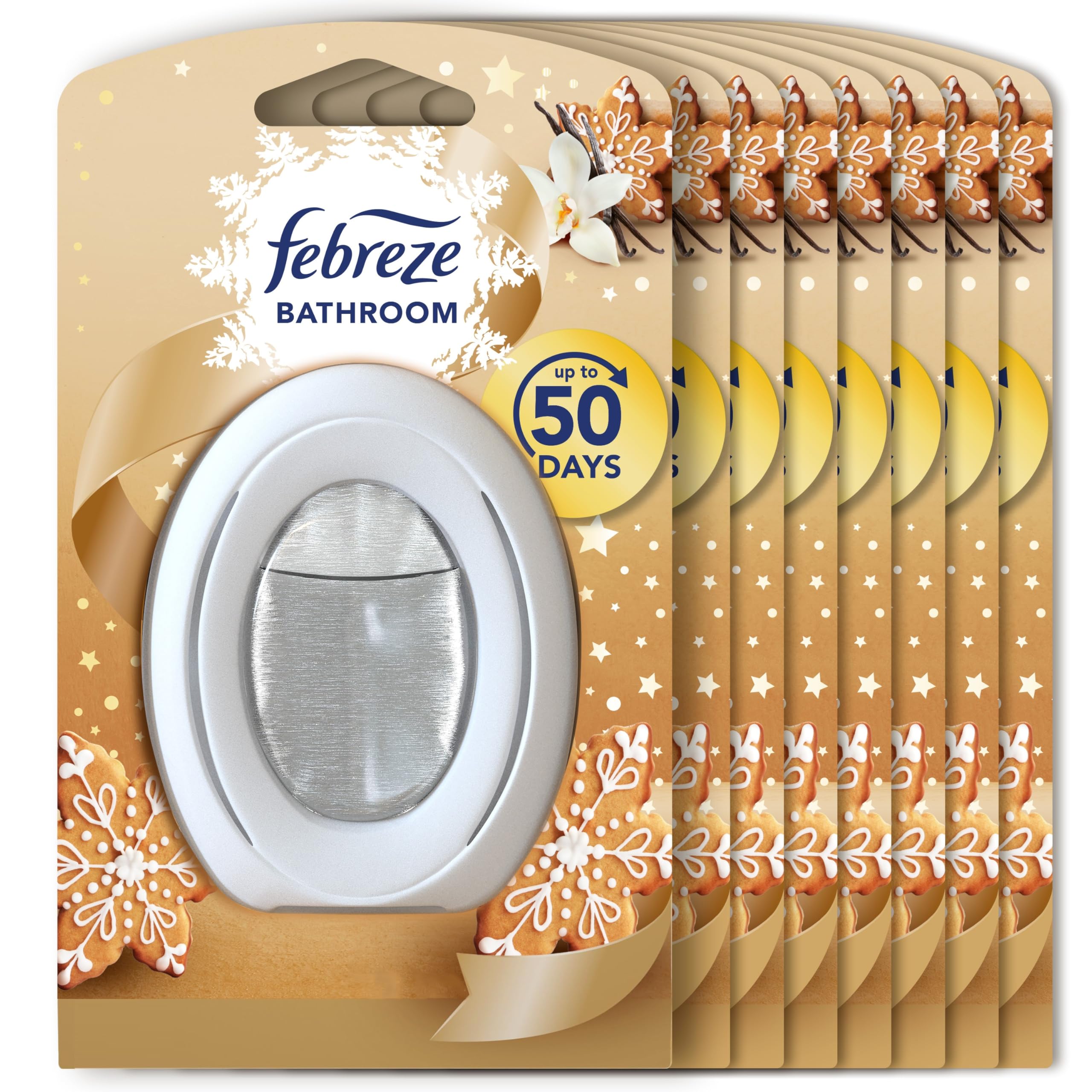 Febreze Bathroom Continuous Air Freshener - Vanilla Scent, Pack of 8 10