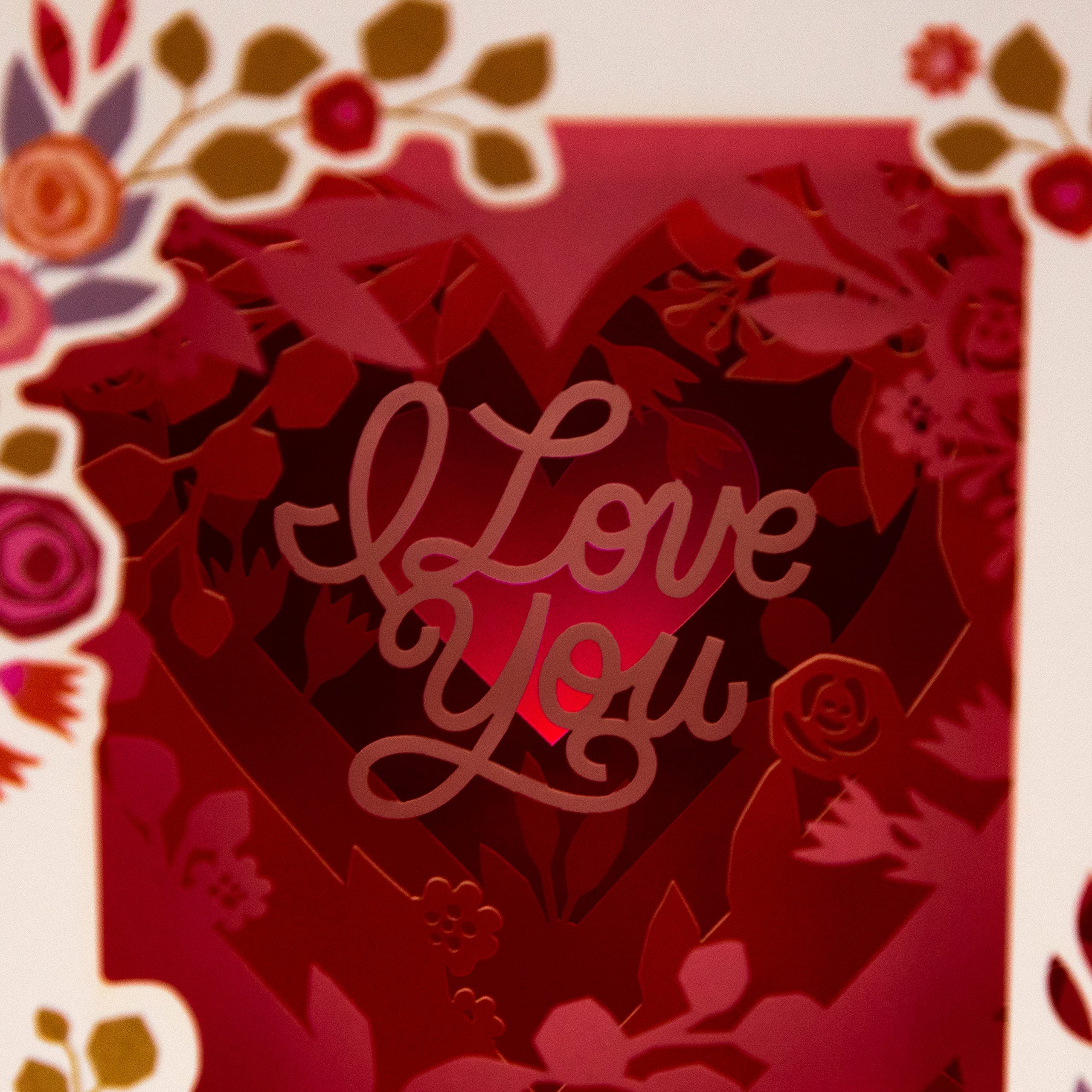Hallmark Valentines Day Card - 3D Pop Up Shadowbox with Music & Lights | Floral Hearts 4