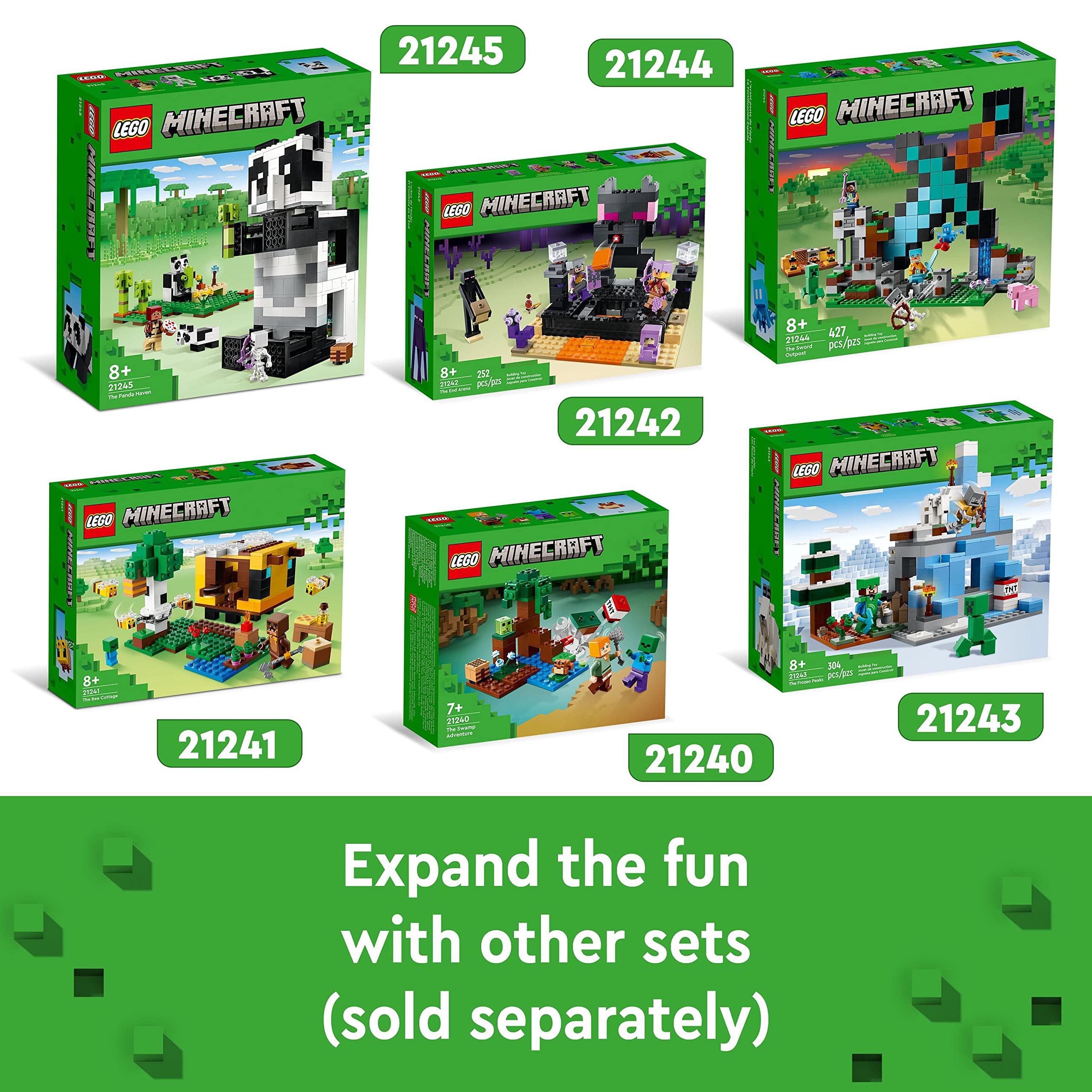LEGO 21245 Minecraft The Panda Haven Set - 3-Floor Movable Panda House Playset for Kids 8+ 16