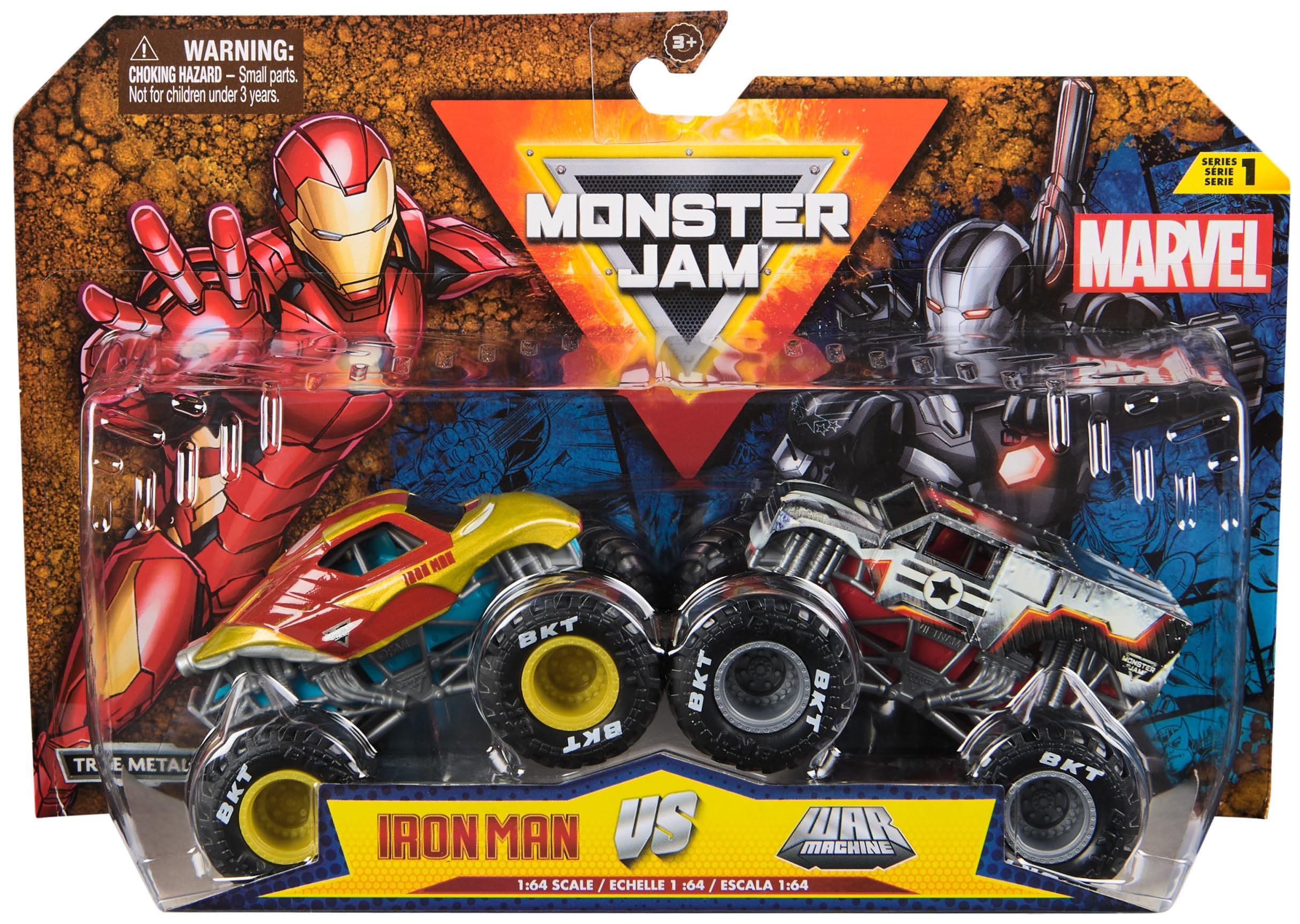 Monster Jam Marvel Iron Man vs War Machine Die-Cast Truck 2-Pack - 1:64 Scale
