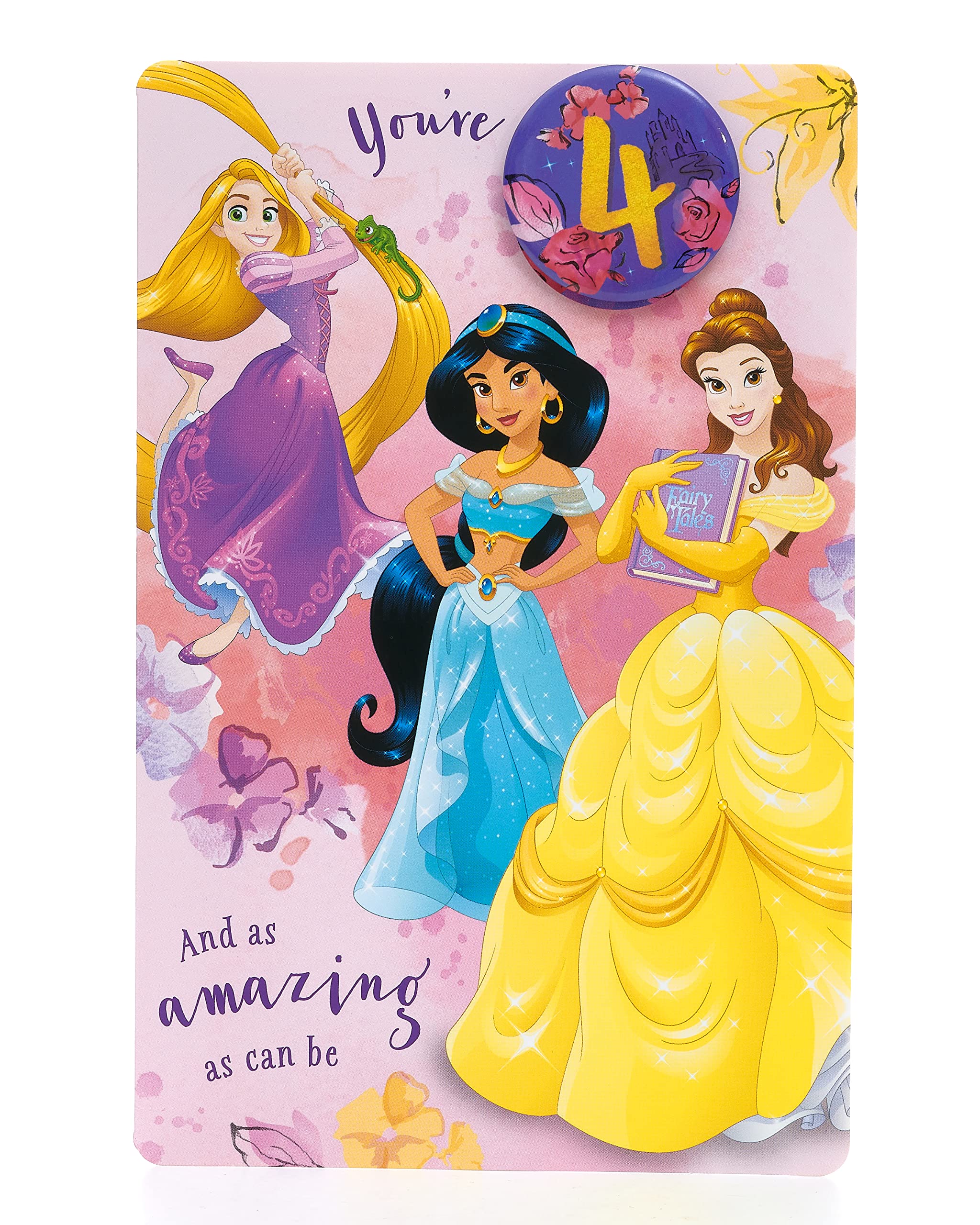 UK Greetings Disney Princess 4th Birthday Card for Girl | FSC Certified | 143 x 216 mm