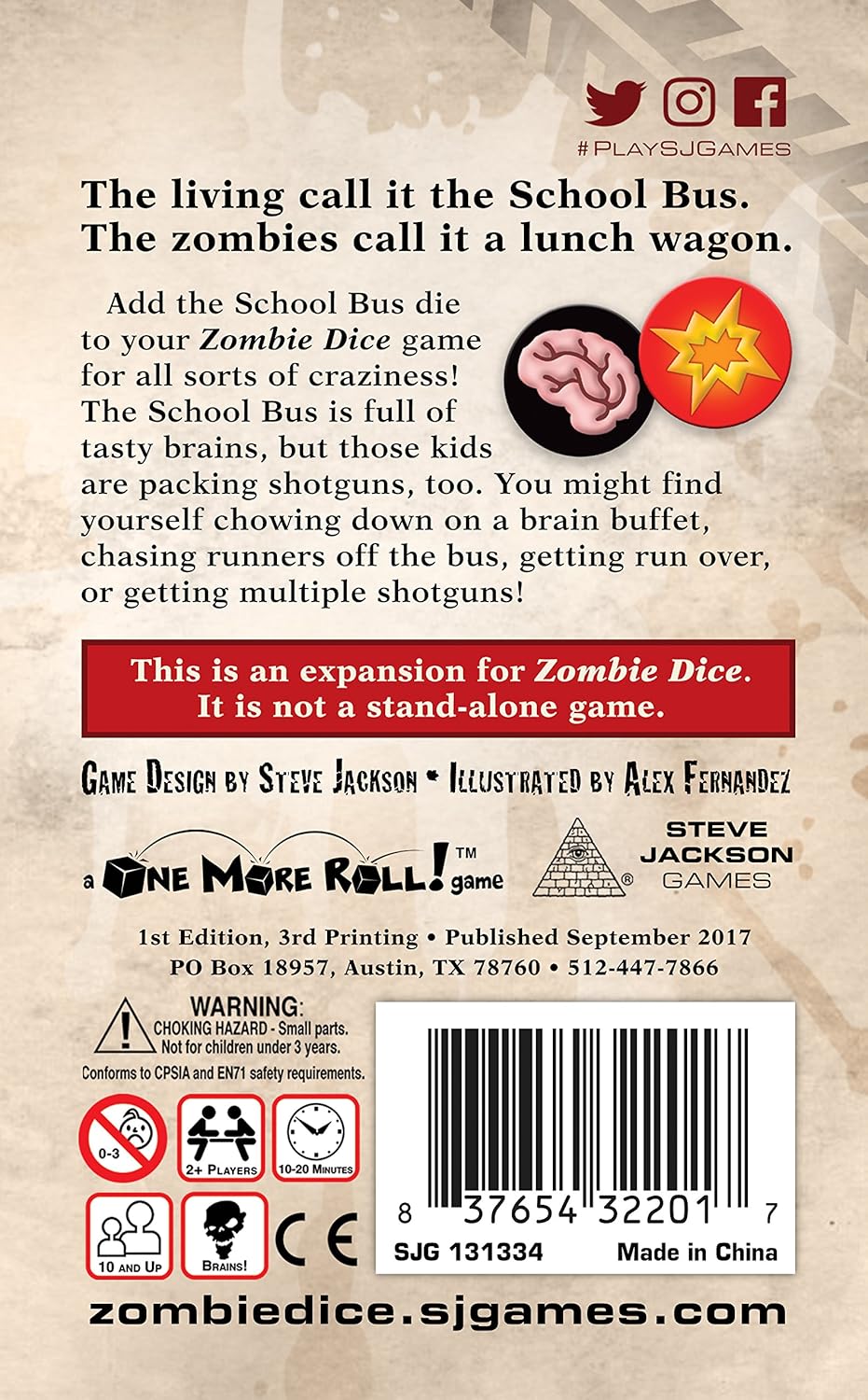 Steve Jackson Games Zombie Dice 3 School Bus Expansion 3
