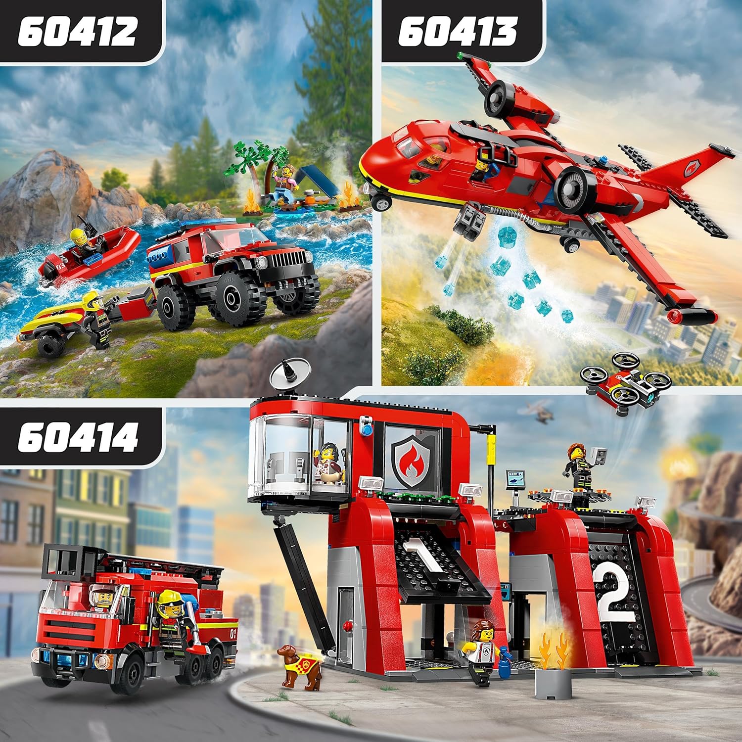 LEGO City 4x4 Fire Engine with Rescue Boat Building Set - Fire Rescue Playset for Ages 5+ 7