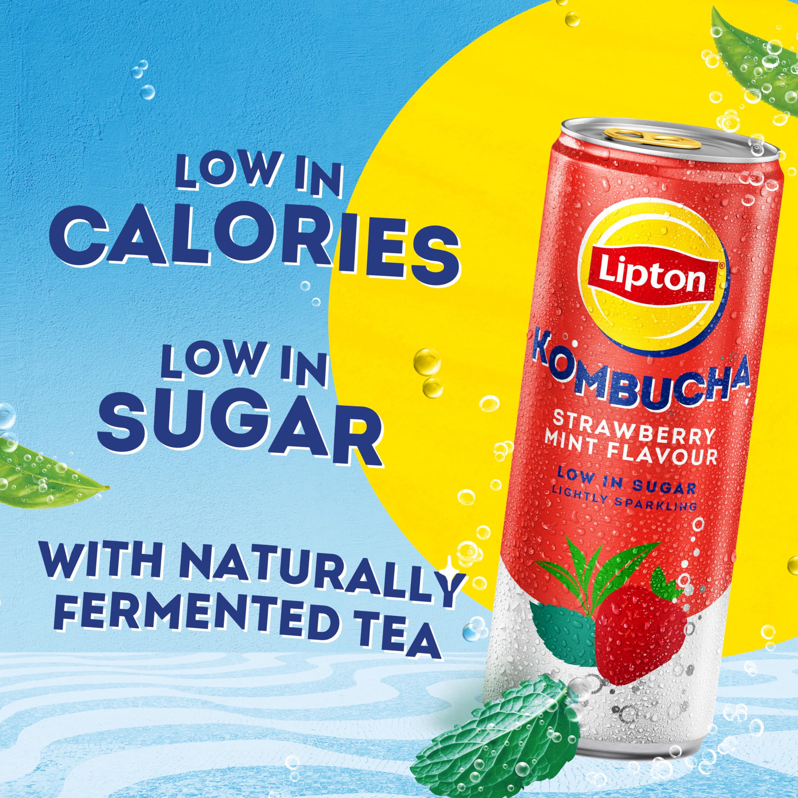 Lipton Kombucha Strawberry & Mint Flavored Tea Drink, 250ml (Pack of 4) 6