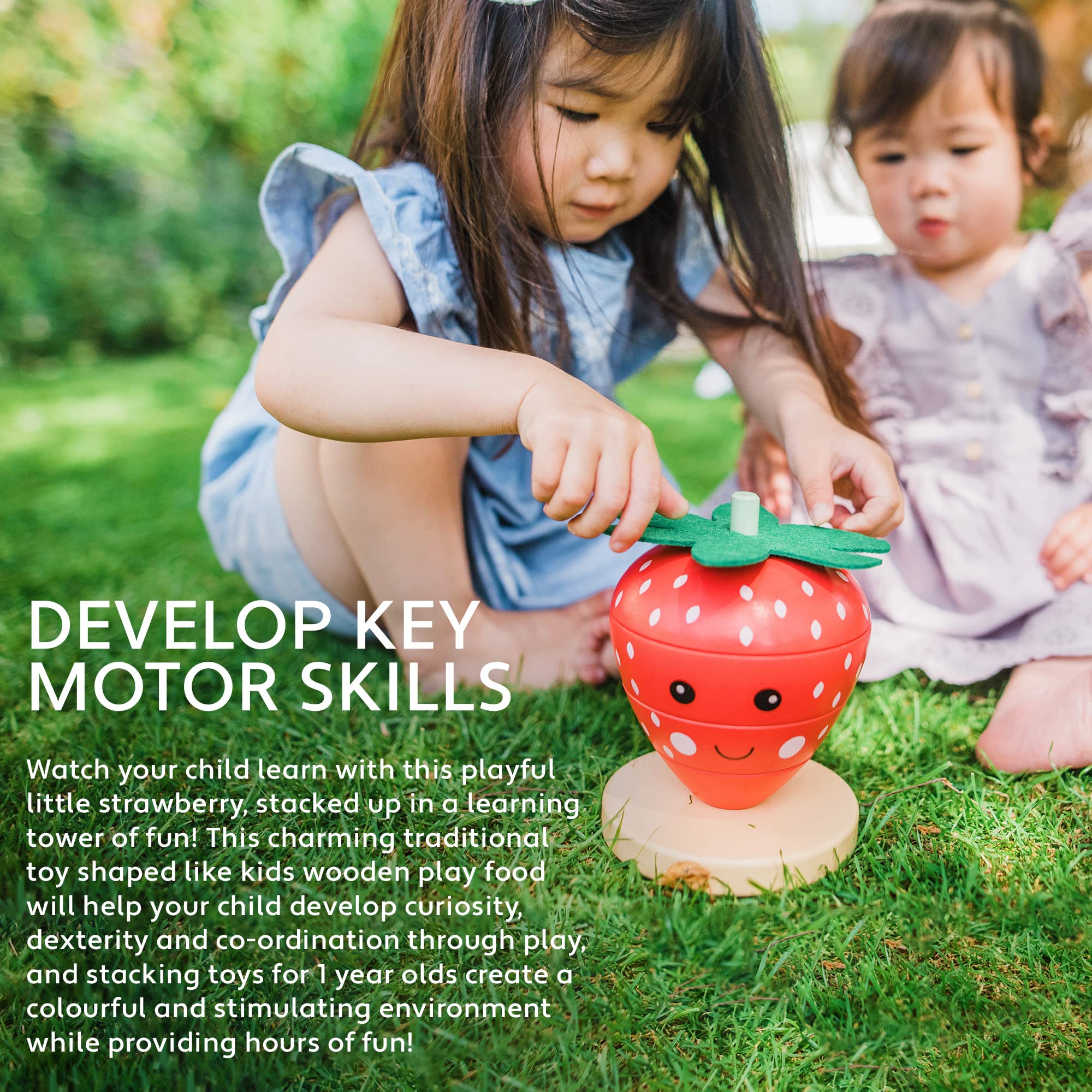 Orange Tree Strawberry Stacking Rings - Wooden Educational Toy for Toddlers 12 Months+ 9