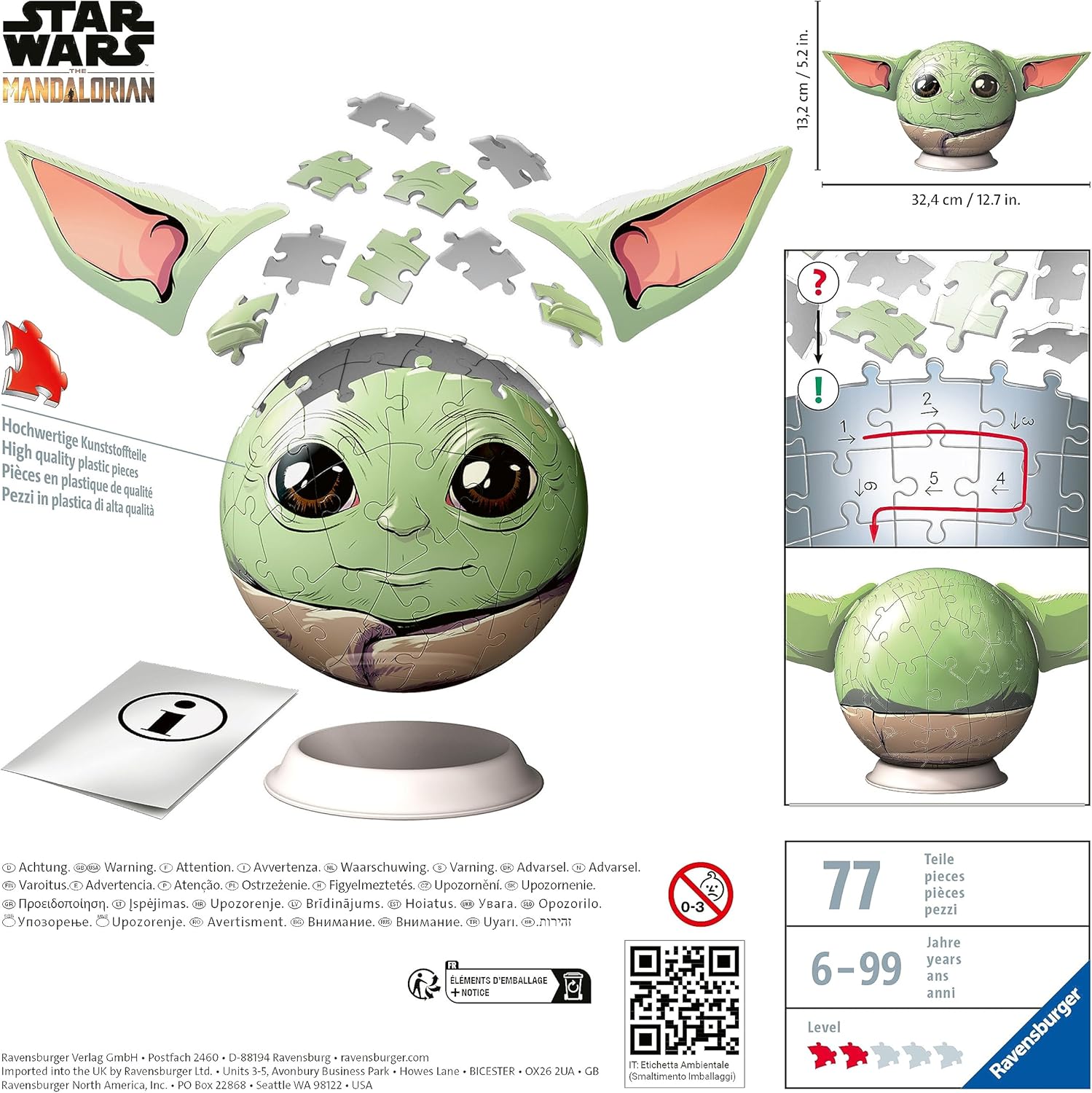 Ravensburger Star Wars Stitch Mandalorian Grogu 3D Jigsaw Puzzle Ball with Ears 7